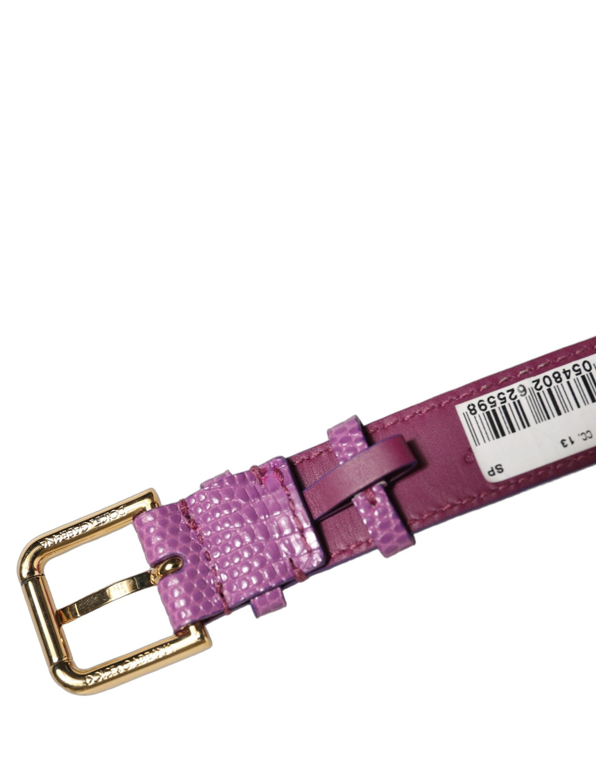 Dolce & Gabbana Purple Textured Leather Gold Buckle Belt Strap Bracelet