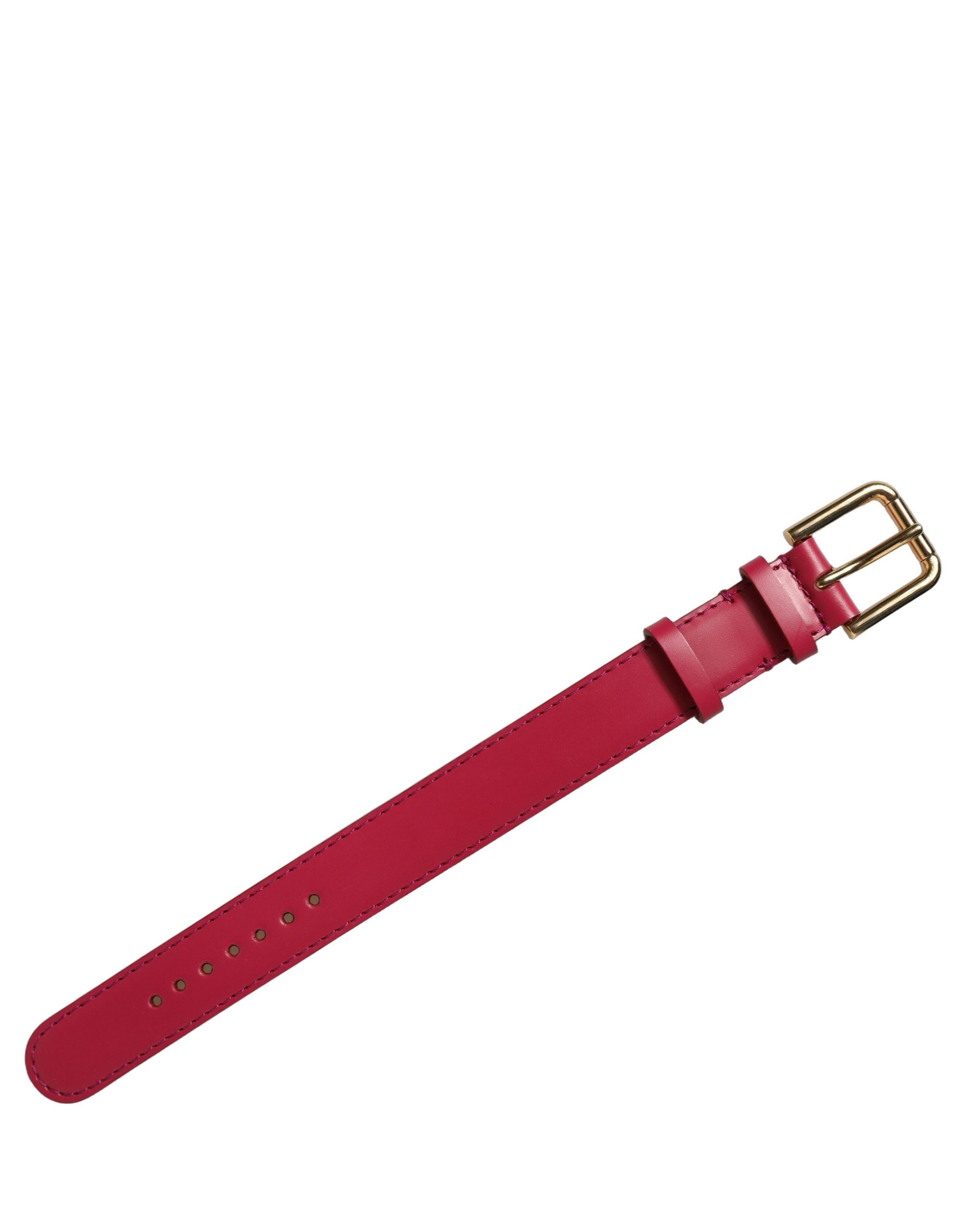 Dolce & Gabbana Red Calfskin Leather Gold Buckle Belt Strap Bracelet