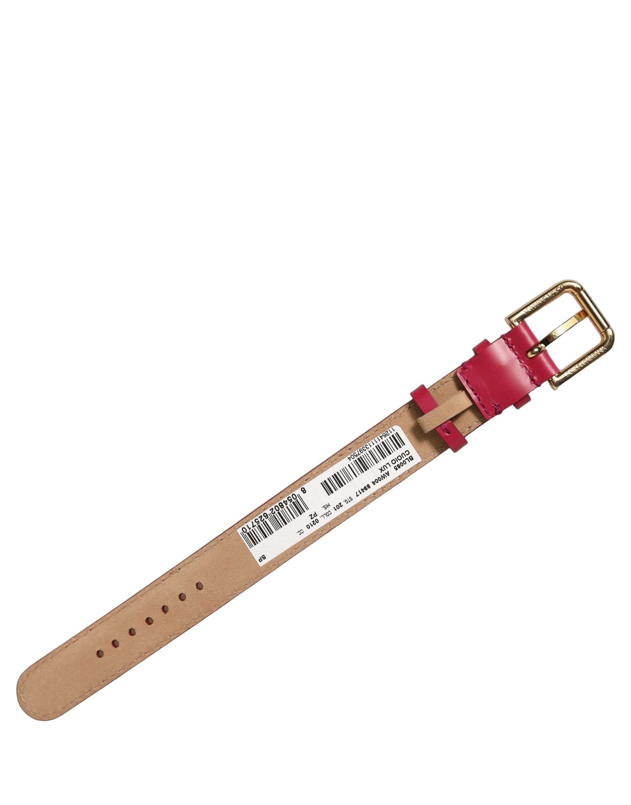 Dolce & Gabbana Red Calfskin Leather Gold Buckle Belt Strap Bracelet