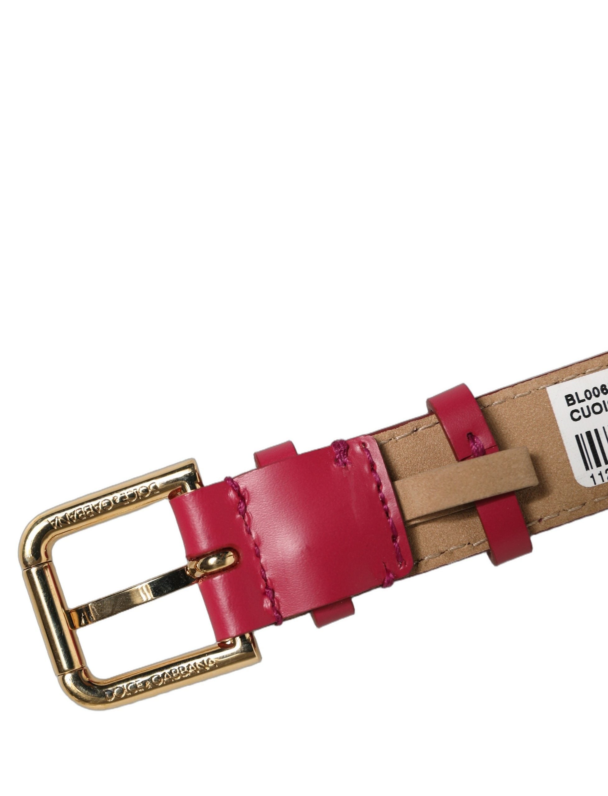 Dolce & Gabbana Red Calfskin Leather Gold Buckle Belt Strap Bracelet