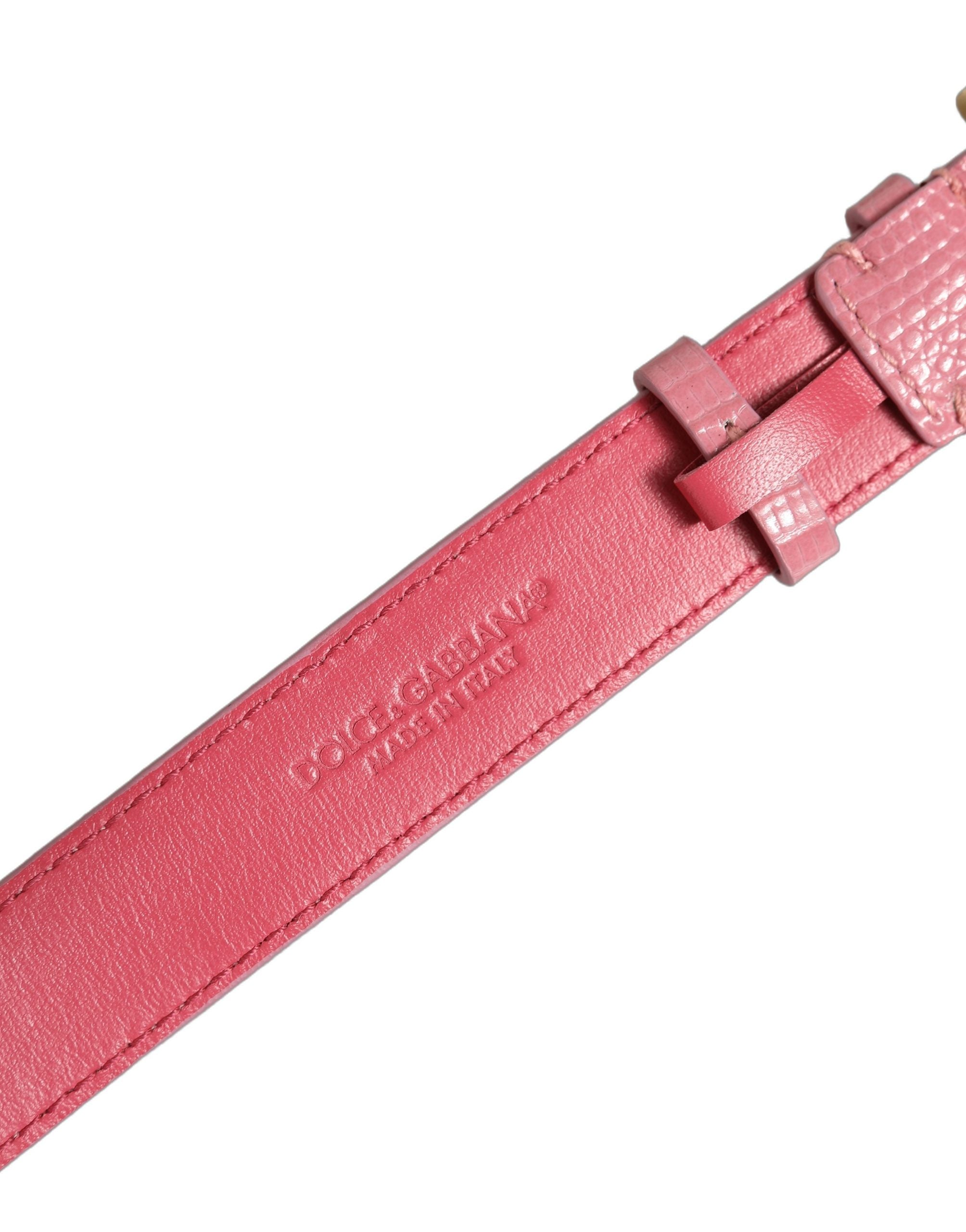 Dolce & Gabbana Pink Textured Leather Gold Buckle Belt Strap Bracelet