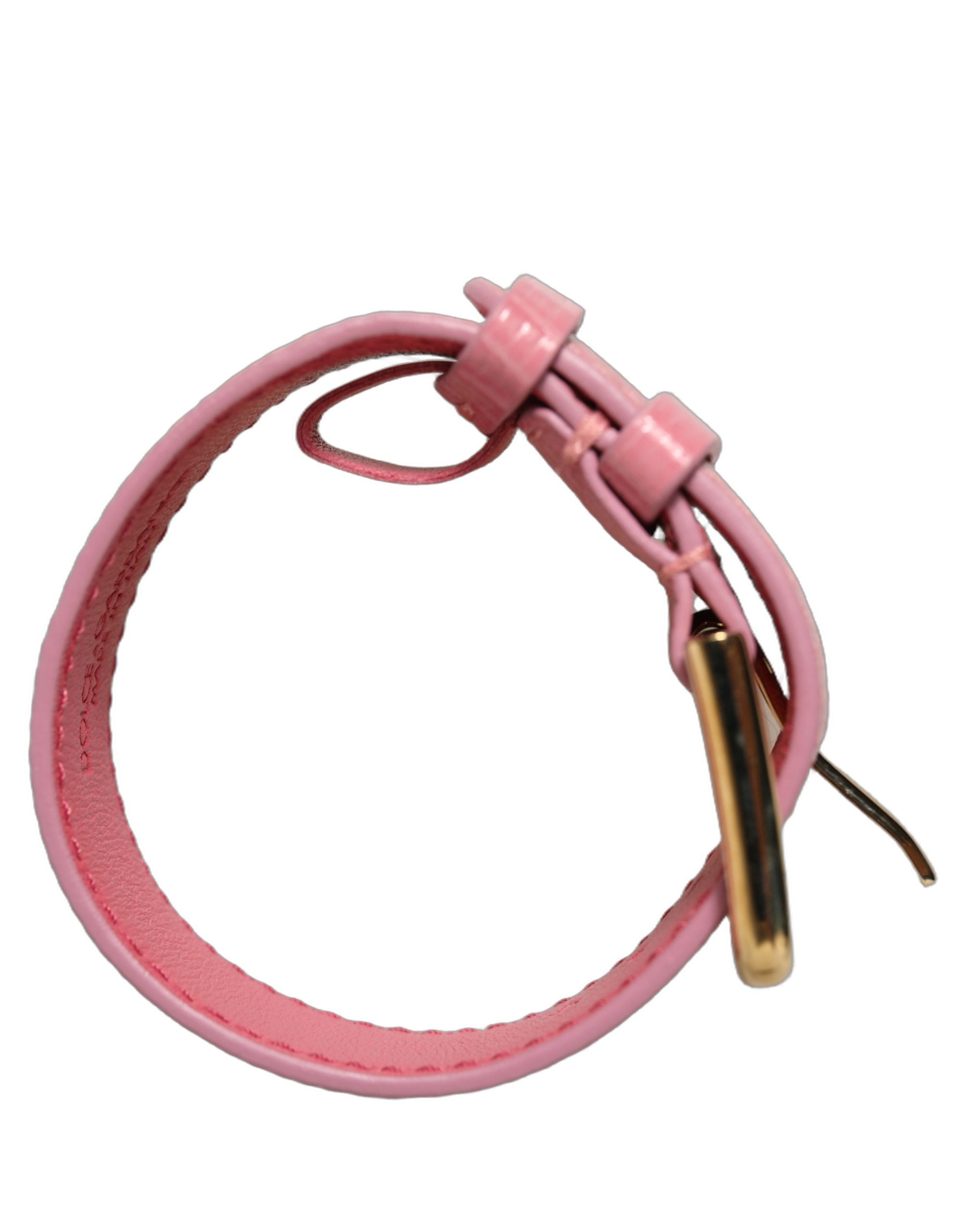 Dolce & Gabbana Pink Textured Leather Gold Buckle Belt Strap Bracelet