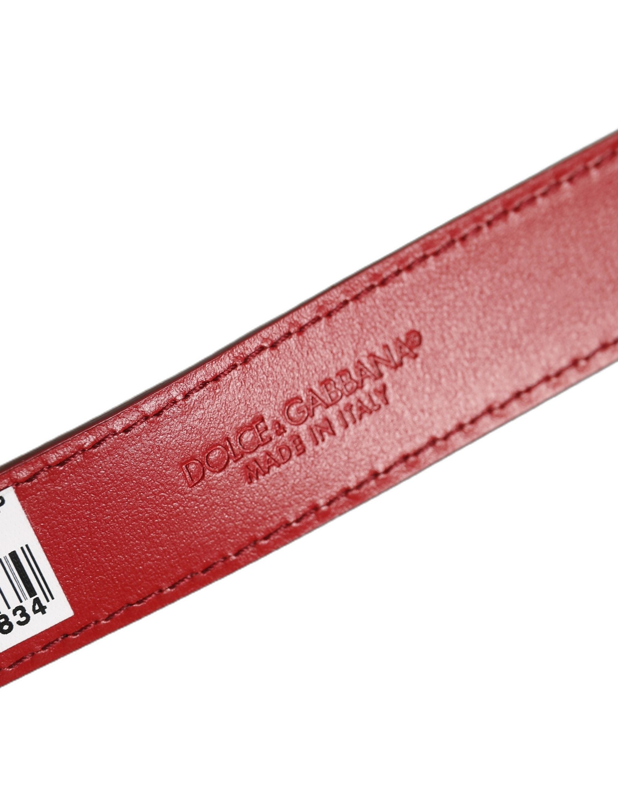 Dolce & Gabbana Red Calfskin Leather Gold Buckle Belt Strap Bracelet