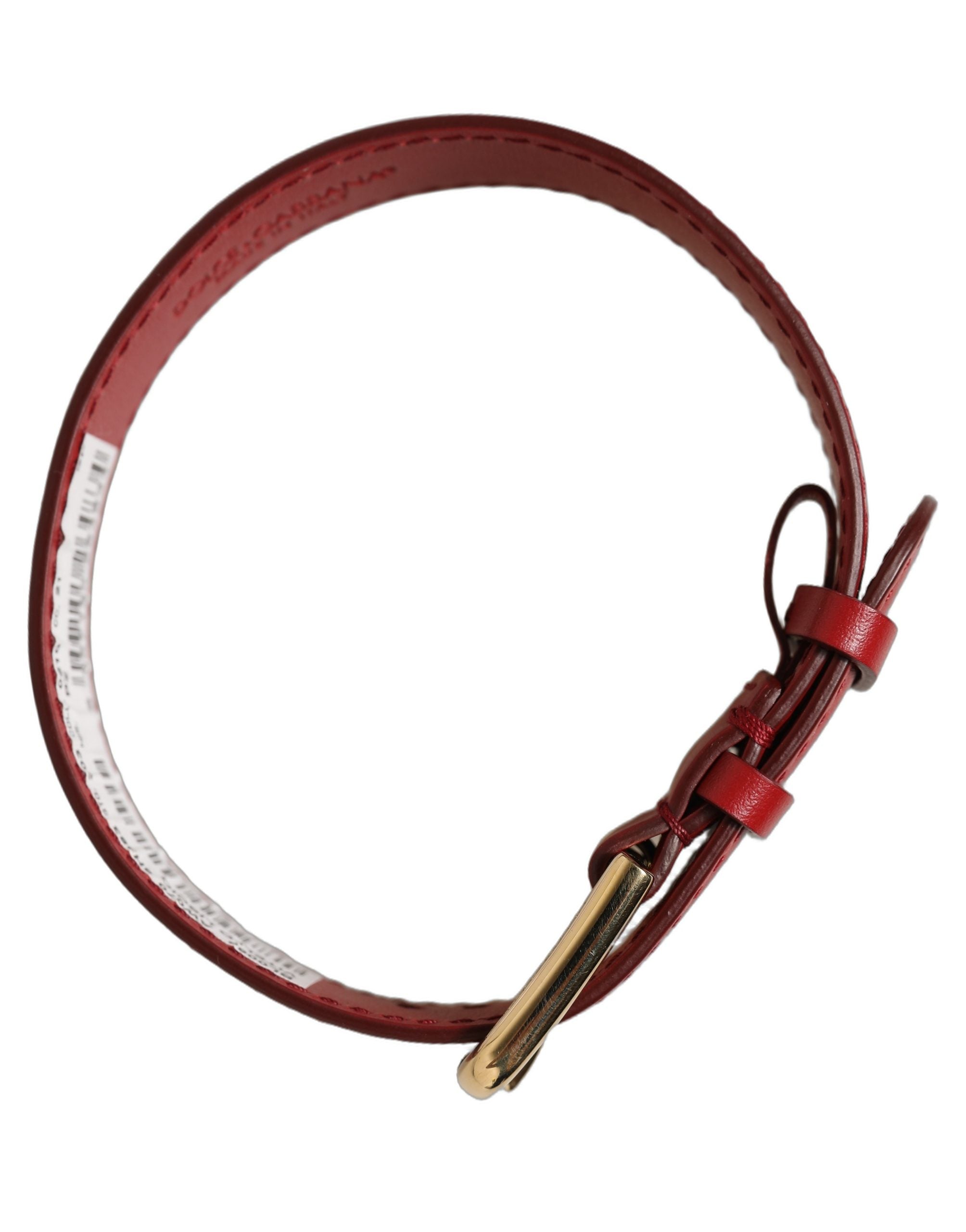 Dolce & Gabbana Red Calfskin Leather Gold Buckle Belt Strap Bracelet