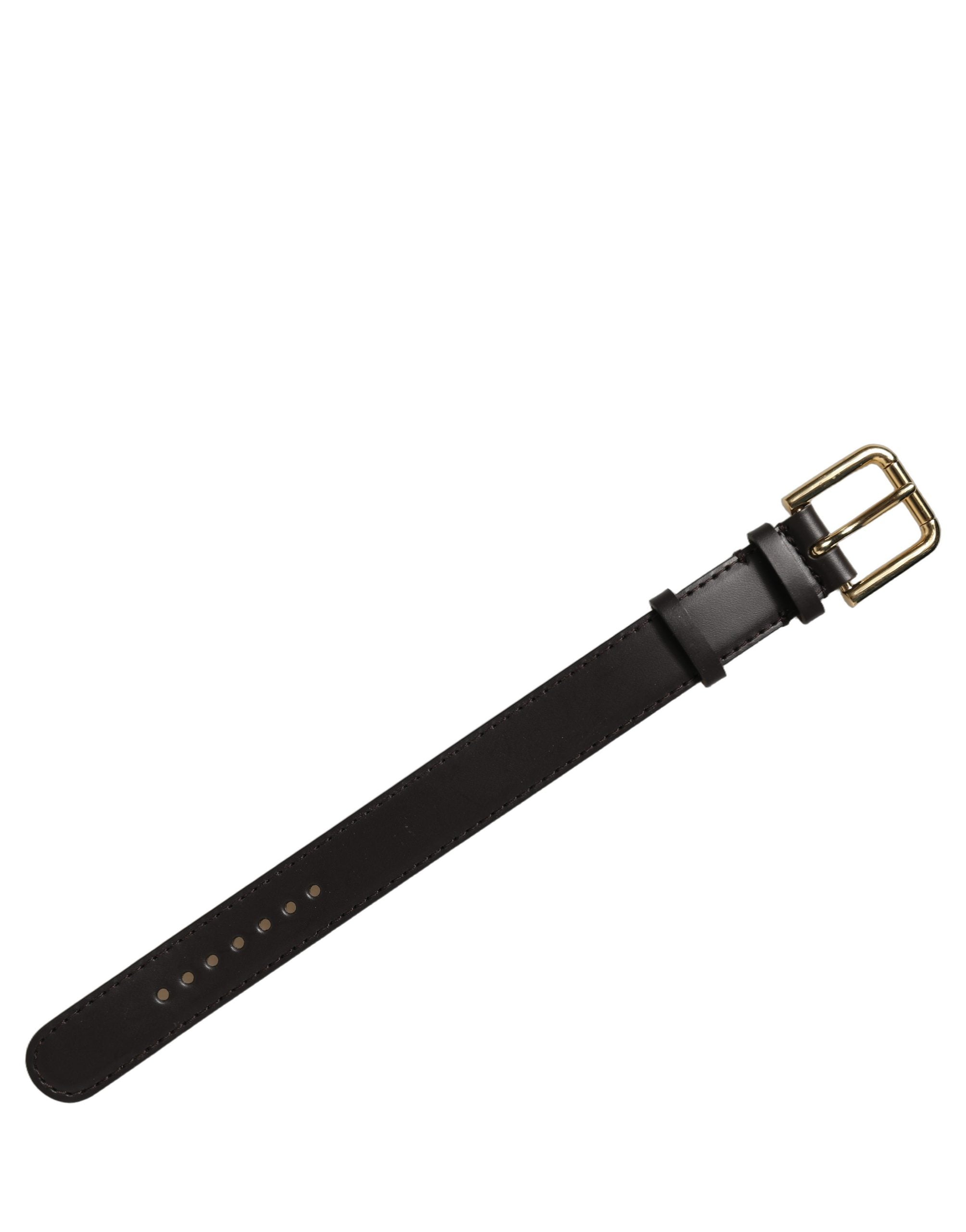 Dolce & Gabbana Black Calfskin Leather Gold Buckle Belt Strap Bracelet
