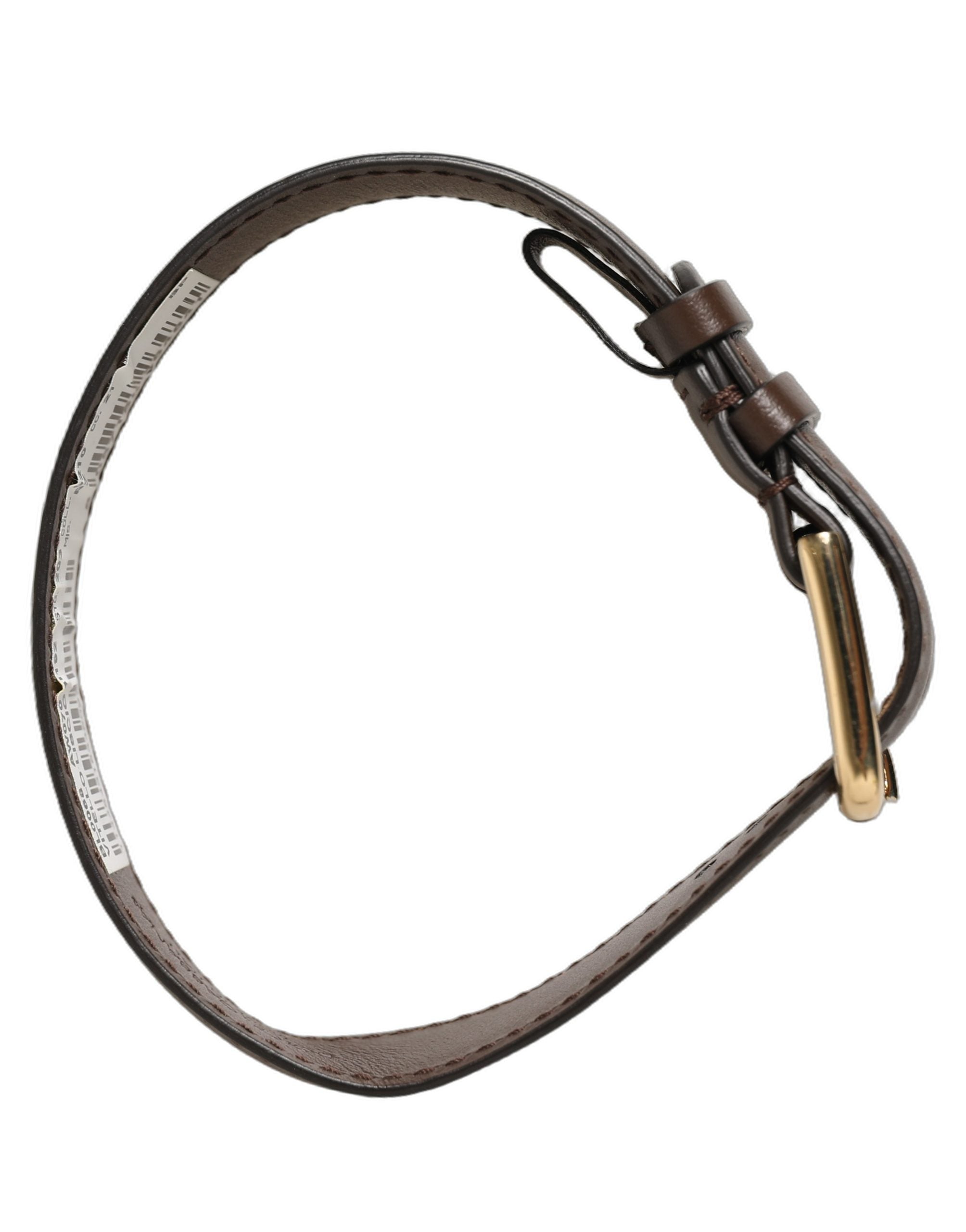 Dolce & Gabbana Brown Calfskin Leather Gold Buckle Belt Strap Bracelet