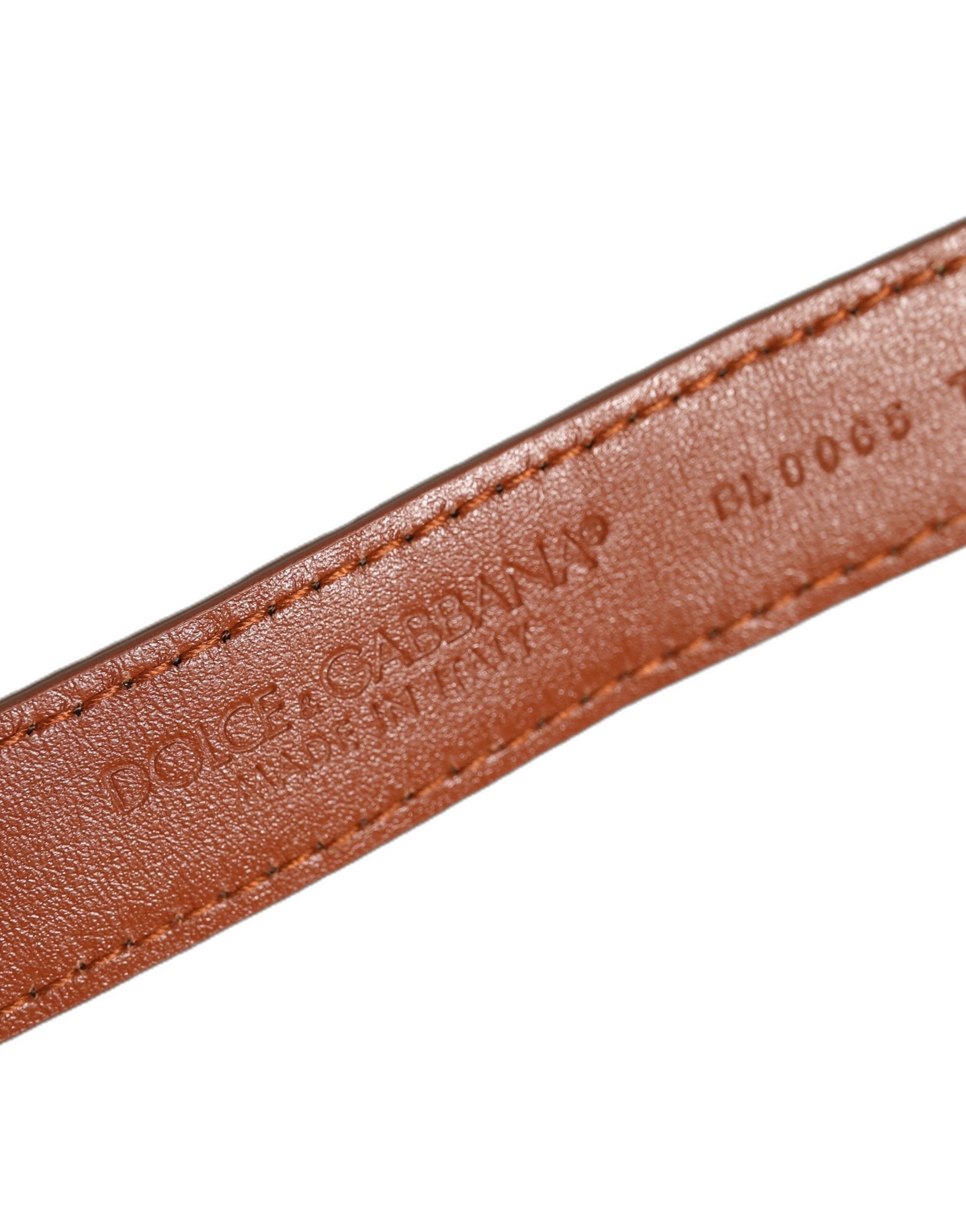 Dolce & Gabbana Brown Textured Leather Gold Buckle Belt Strap Bracelet