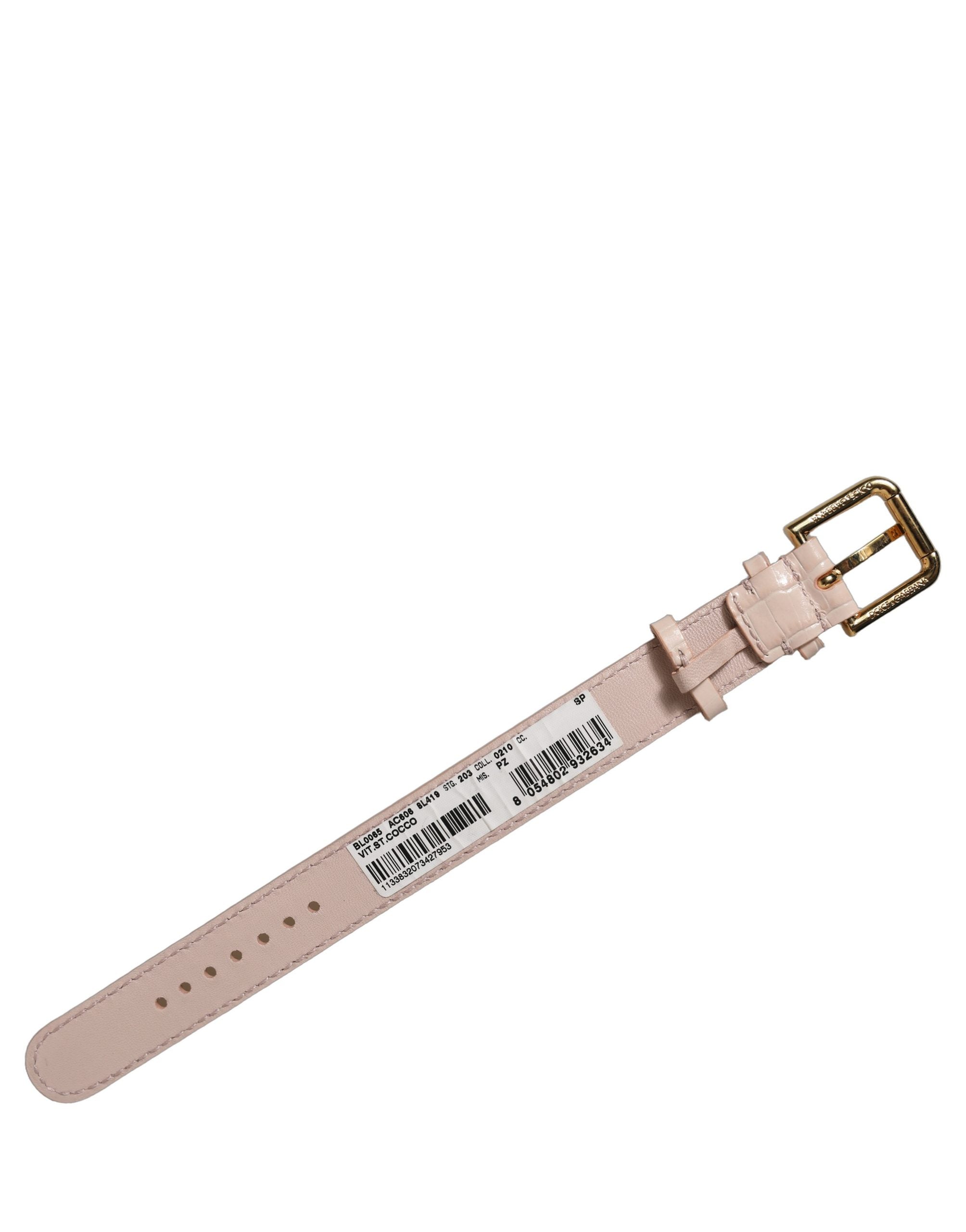 Dolce & Gabbana Pink Embossed Leather Gold Buckle Belt Strap Bracelet
