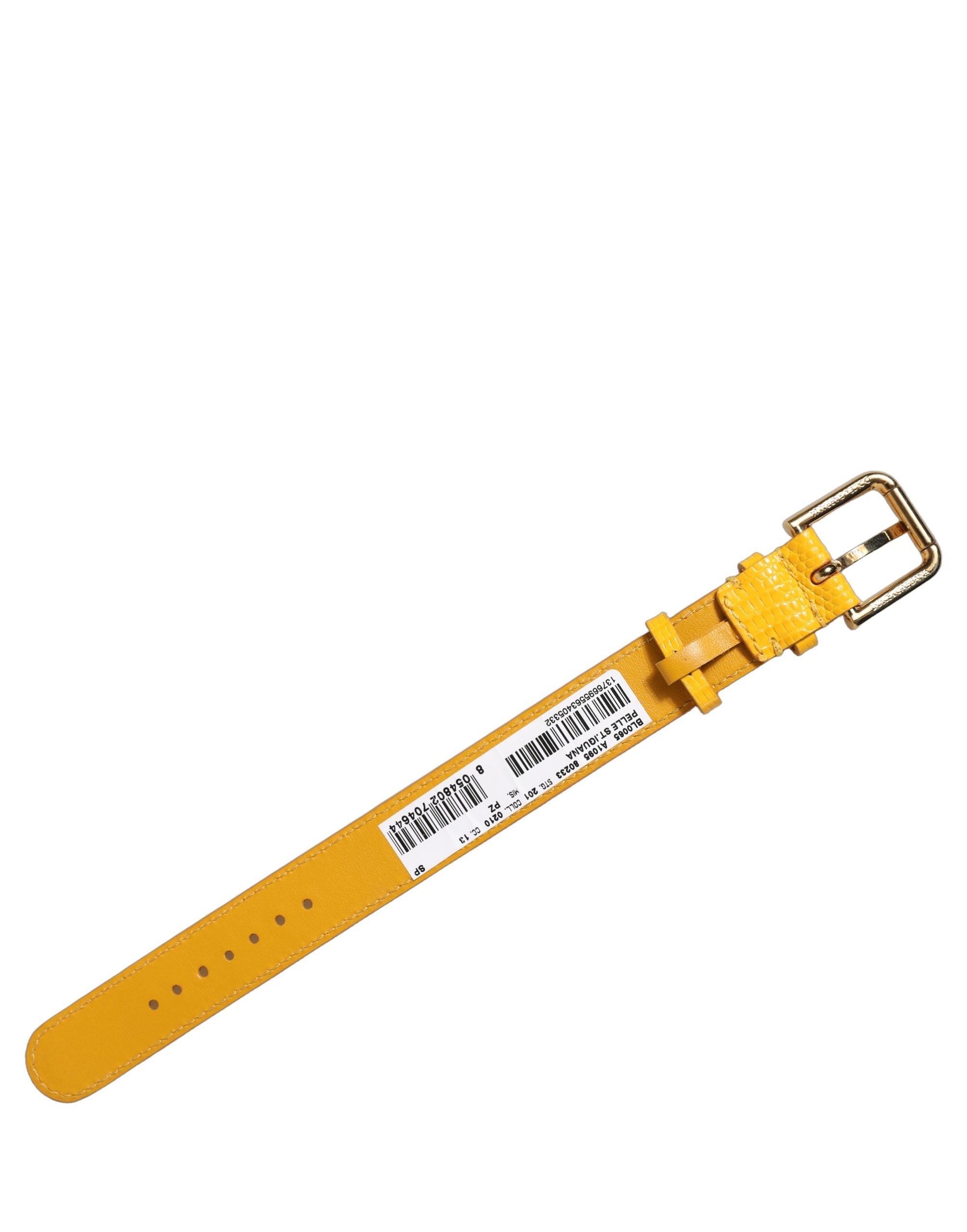 Dolce & Gabbana Yellow Textured Leather Gold Buckle Belt Strap Bracelet