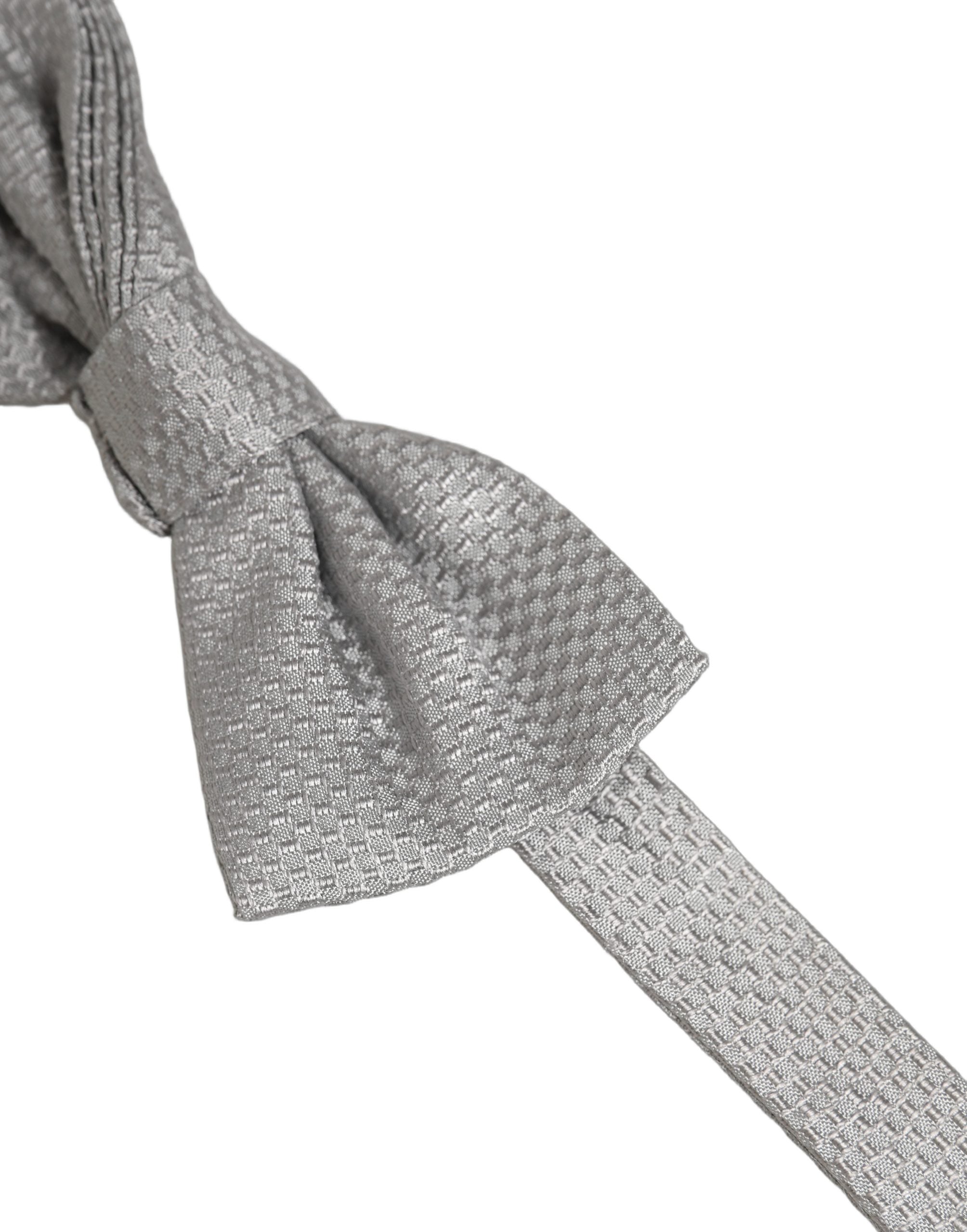 Dolce & Gabbana Men Gray 100% Silk Adjustable Neck Papillon Bow Tie