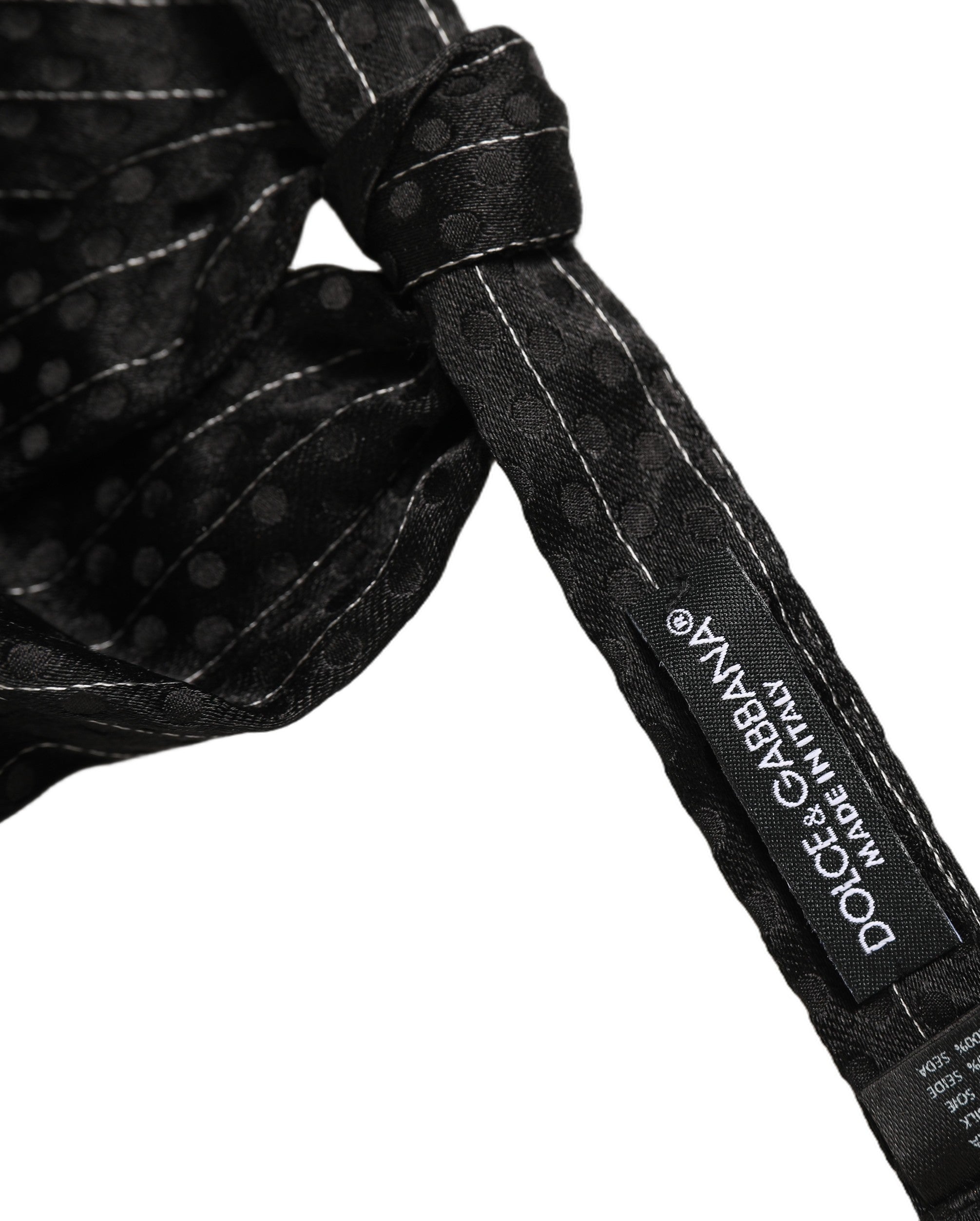 Dolce & Gabbana Men Black Pinstripe Silk Adjustable Neck Papillon Bow Tie