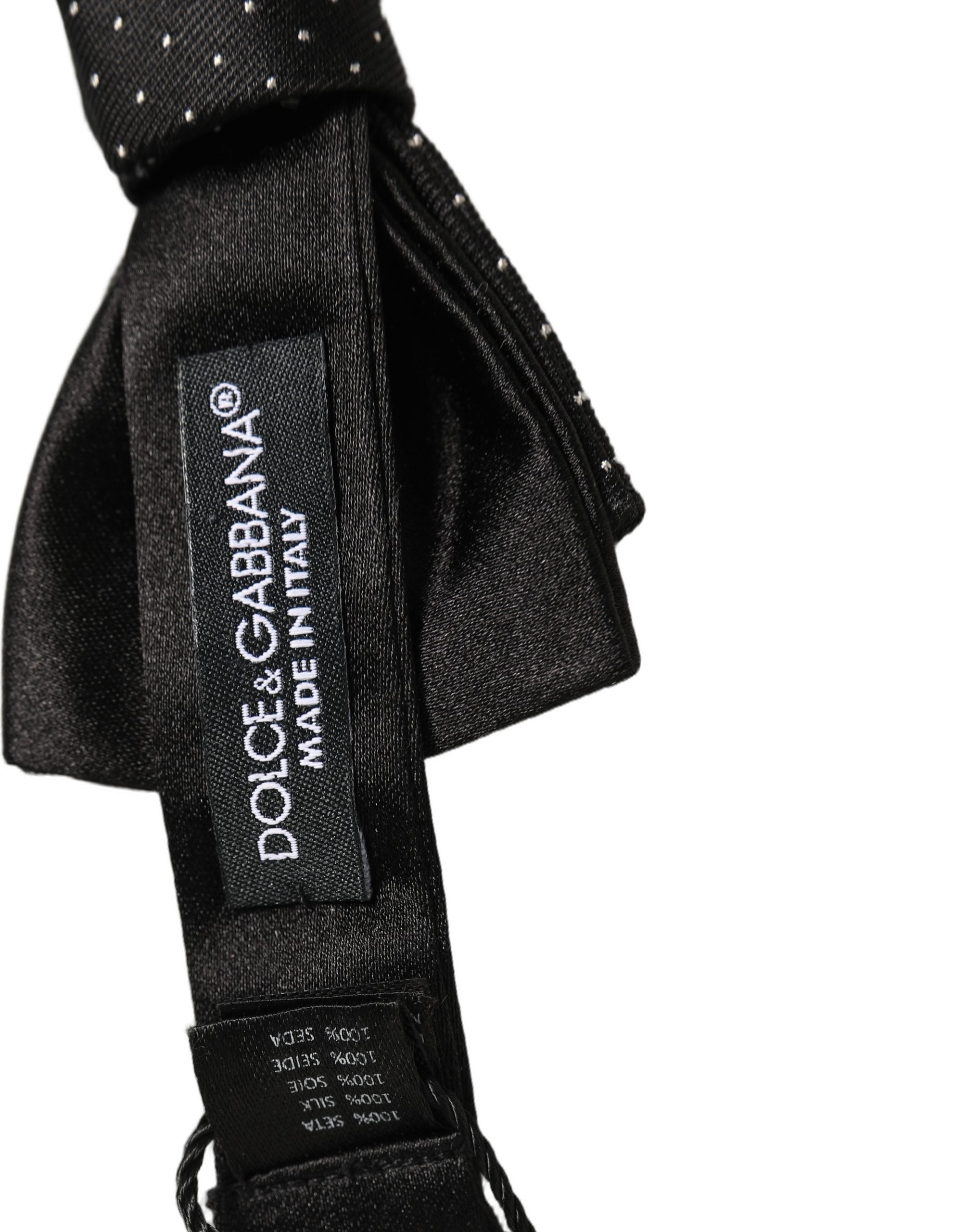 Dolce & Gabbana Men Black DG Polka Dot Adjustable Neck Papillon Bow Tie