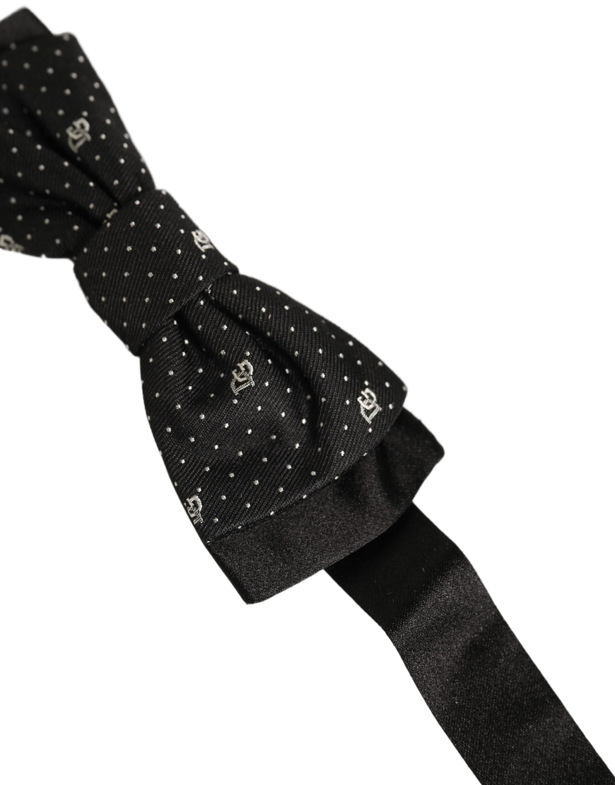 Dolce & Gabbana Men Black DG Polka Dot Adjustable Neck Papillon Bow Tie