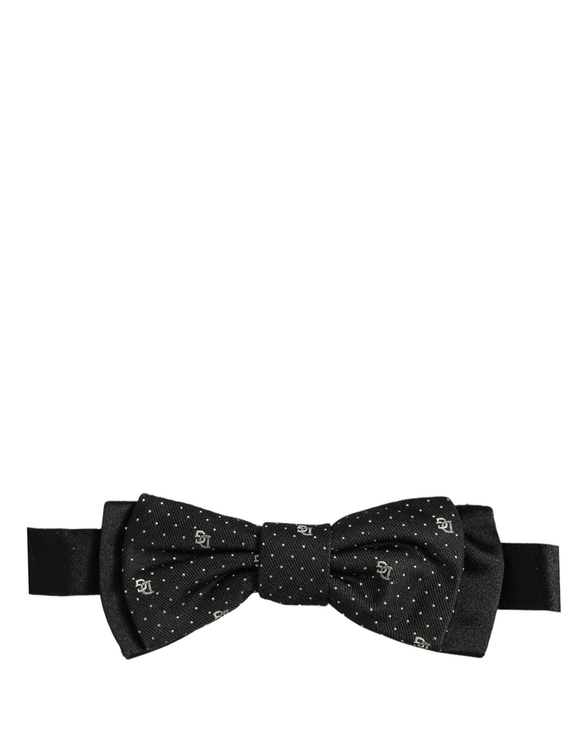Dolce & Gabbana Men Black DG Polka Dot Adjustable Neck Papillon Bow Tie