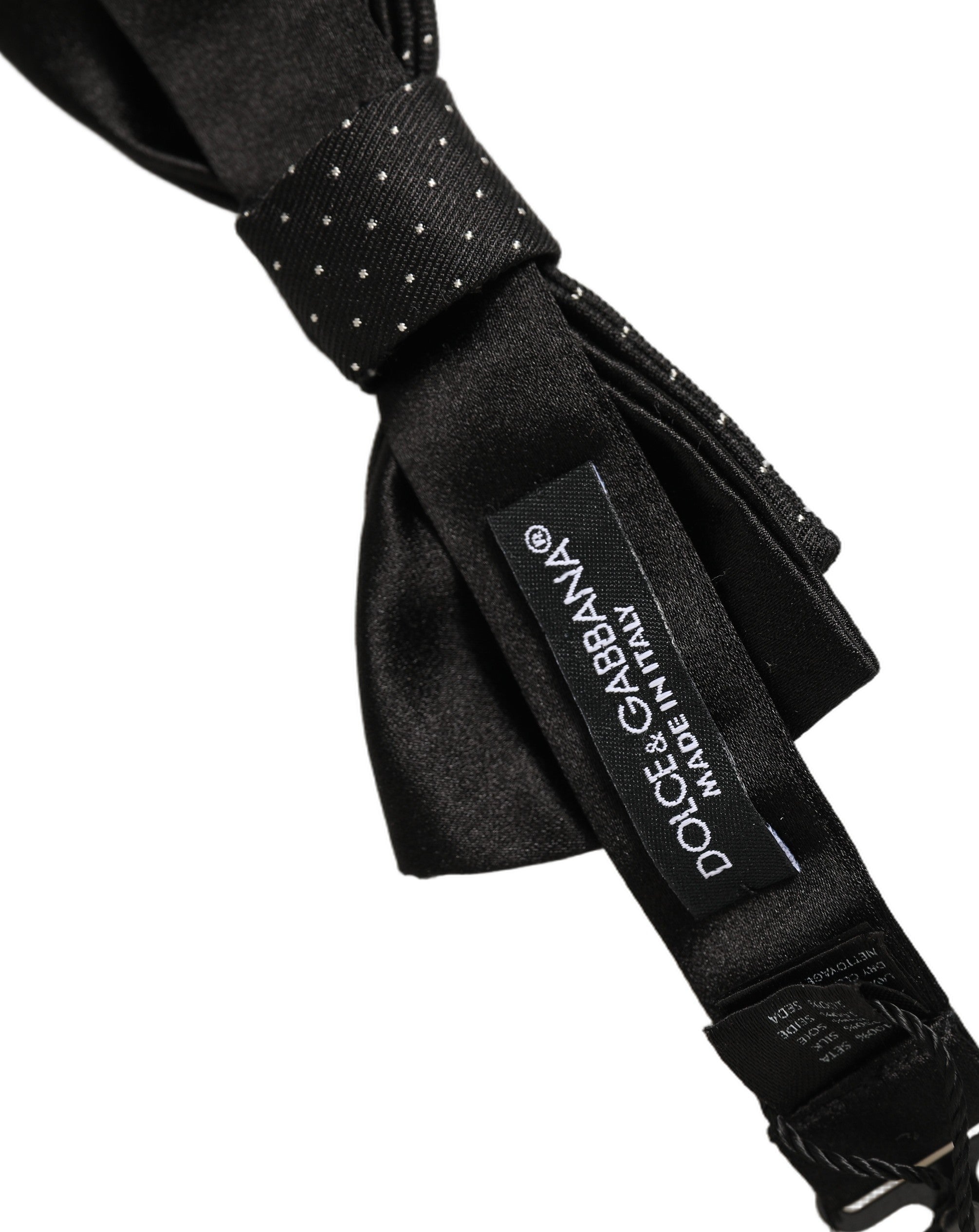 Dolce & Gabbana Men Black DG Polka Dot Adjustable Neck Papillon Bow Tie