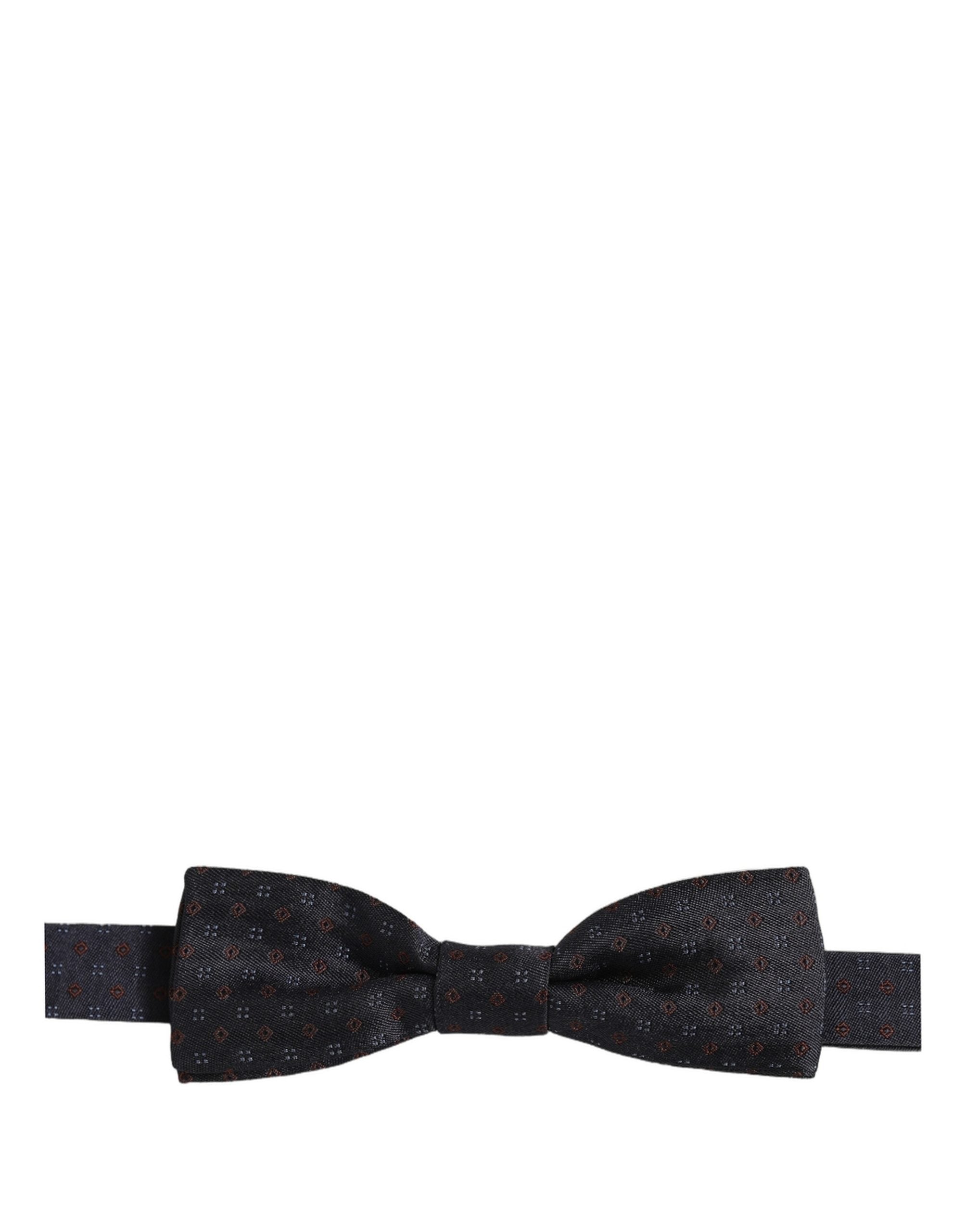 Dolce & Gabbana Black Diamond Pattern Adjustable Neck Papillon Bow Tie
