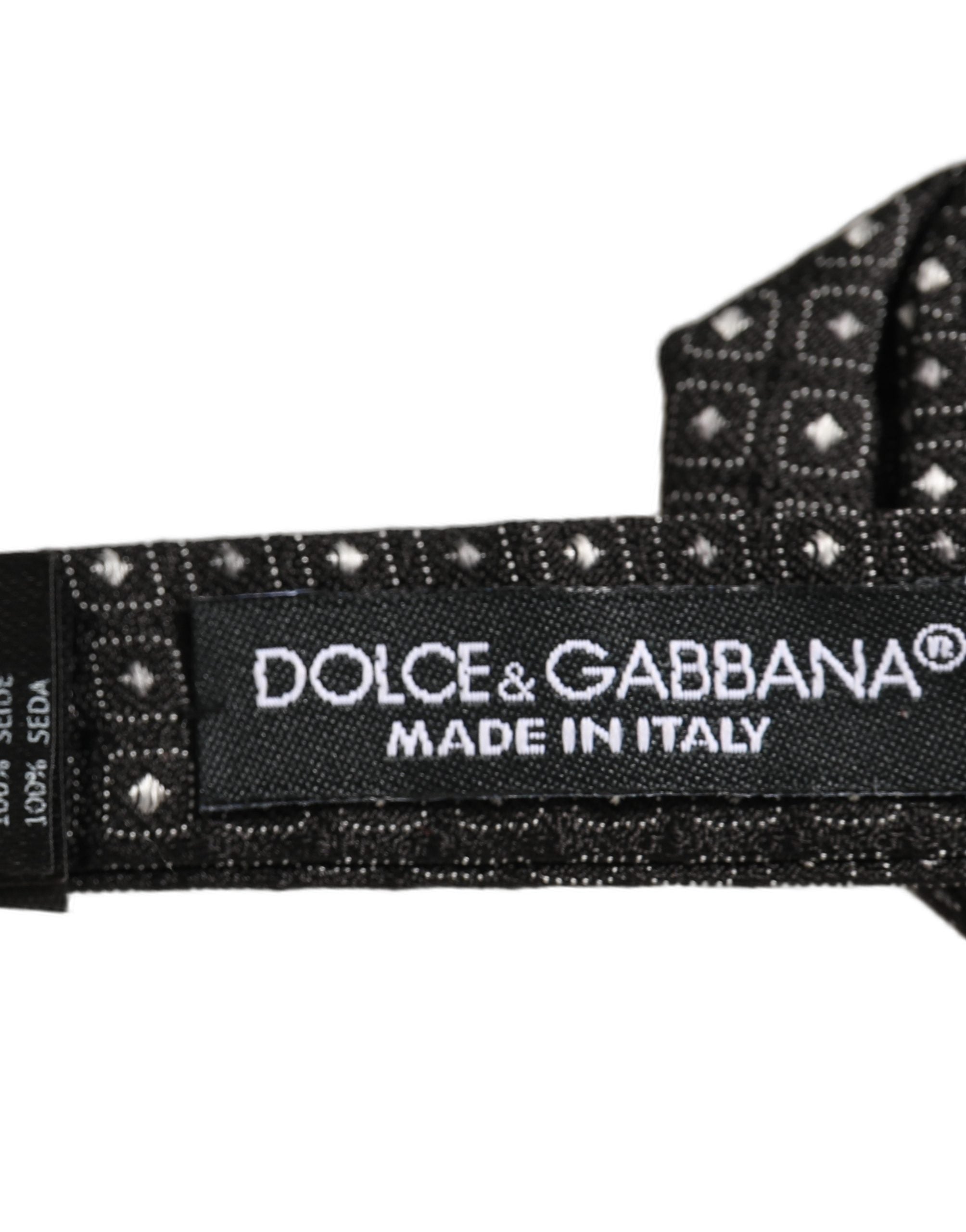 Dolce & Gabbana Men Black Polka Dot Silk Adjustable Neck Papillon Bow Tie