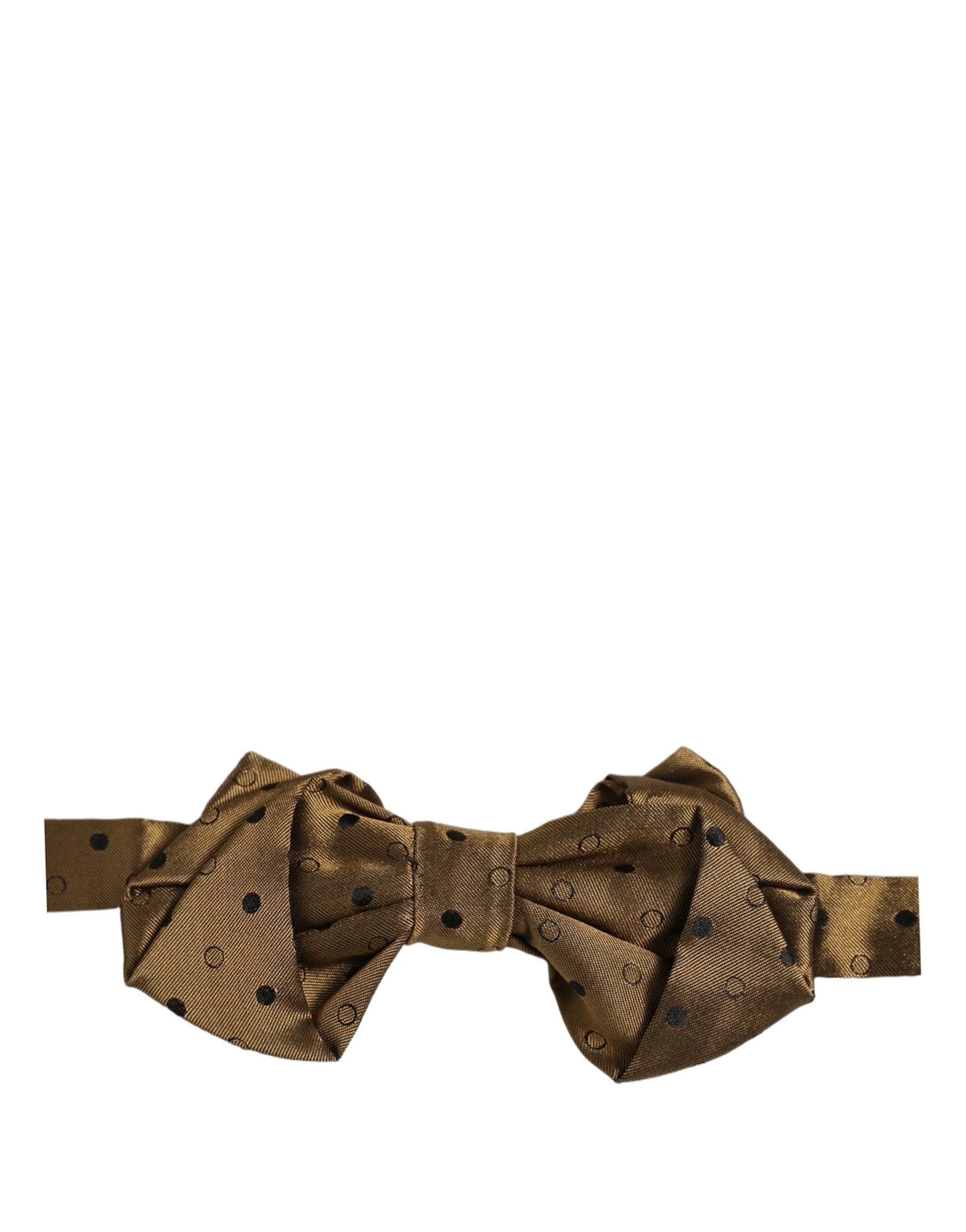 Dolce & Gabbana Men Brown Polka Dot Silk Adjustable Neck Papillon Bow Tie