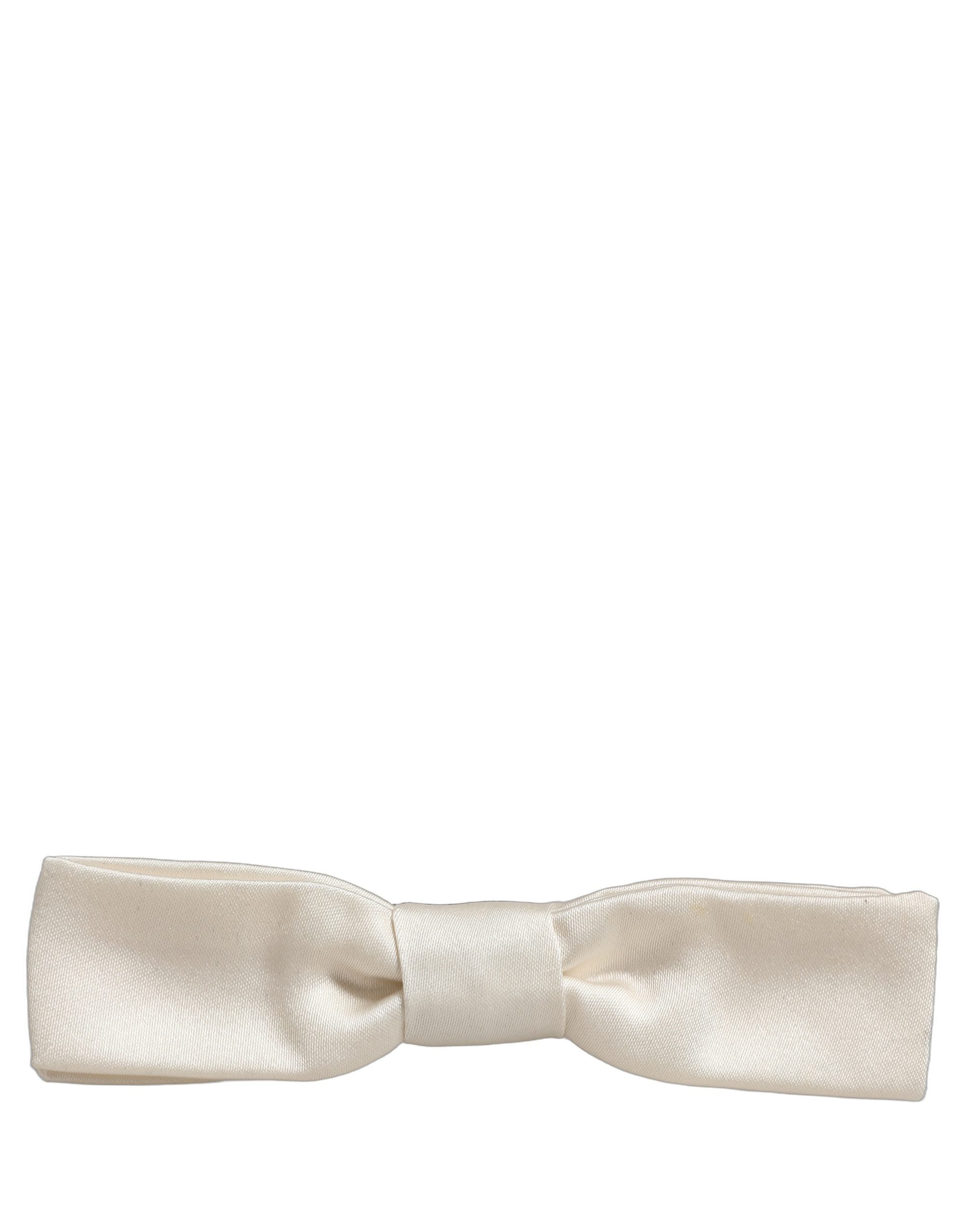 Dolce & Gabbana Men White 100% Silk Adjustable Neck Papillon Bow Tie
