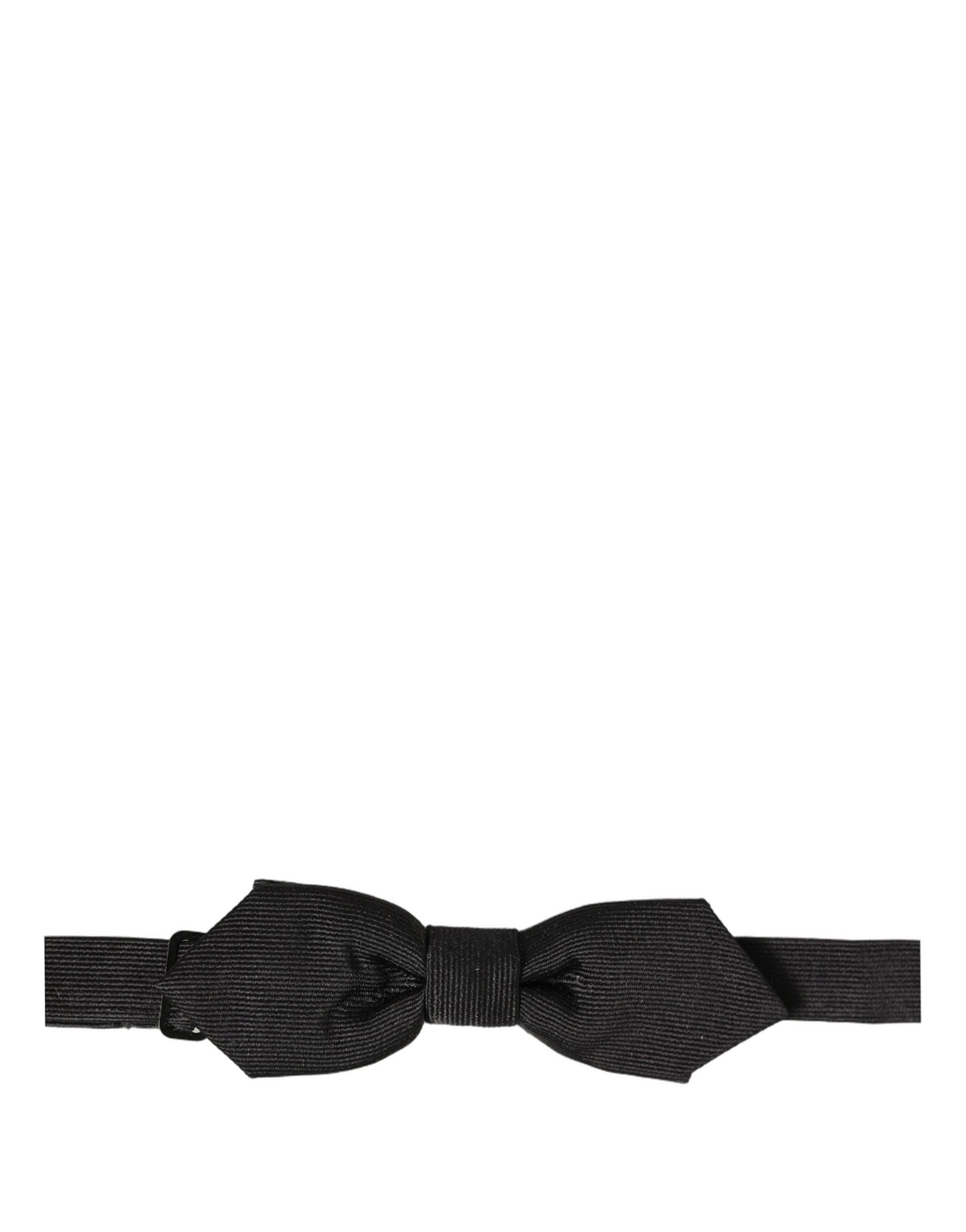 Dolce & Gabbana Men Black 100% Silk Adjustable Neck Papillon Bow Tie