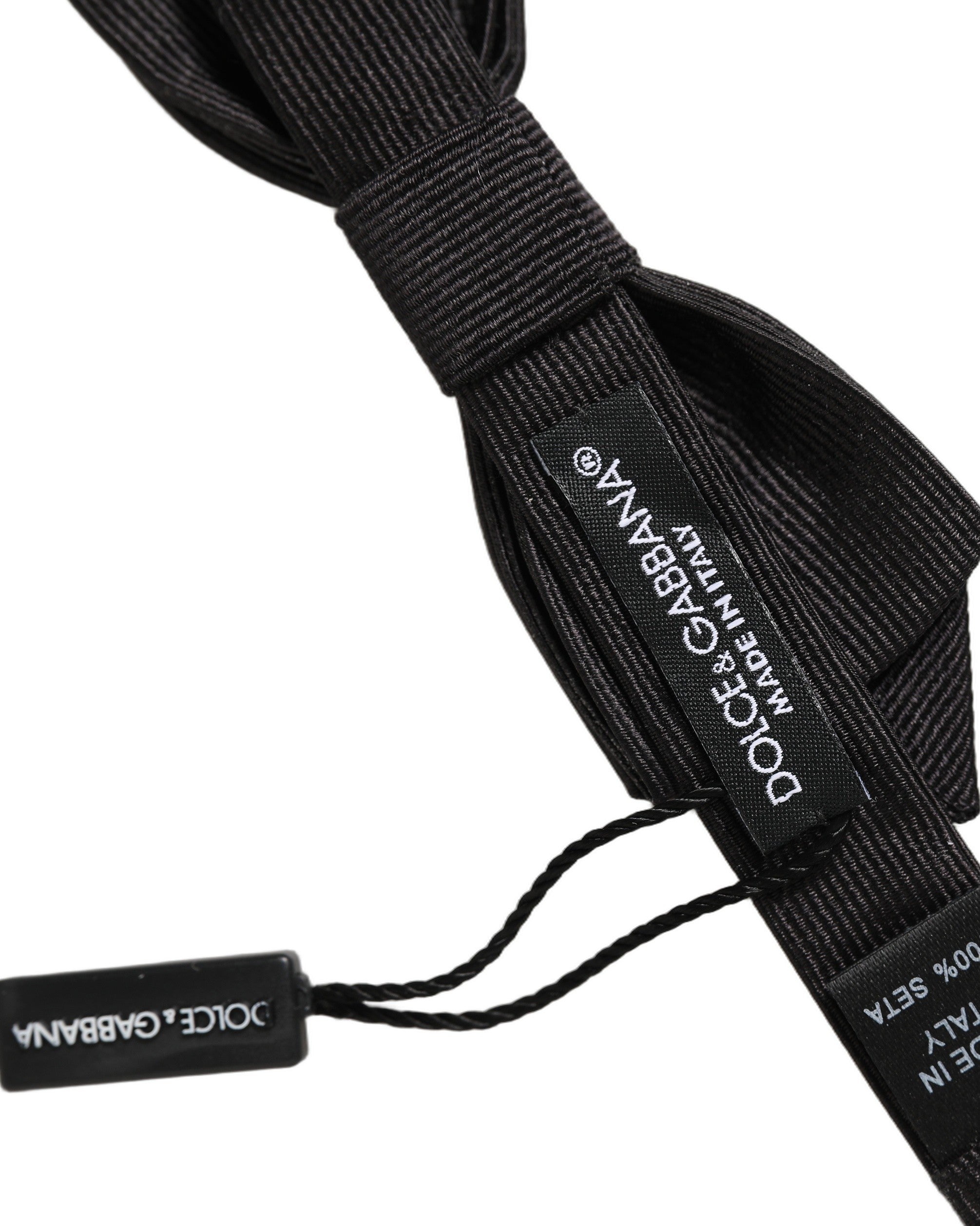 Dolce & Gabbana Men Black 100% Silk Adjustable Neck Papillon Bow Tie