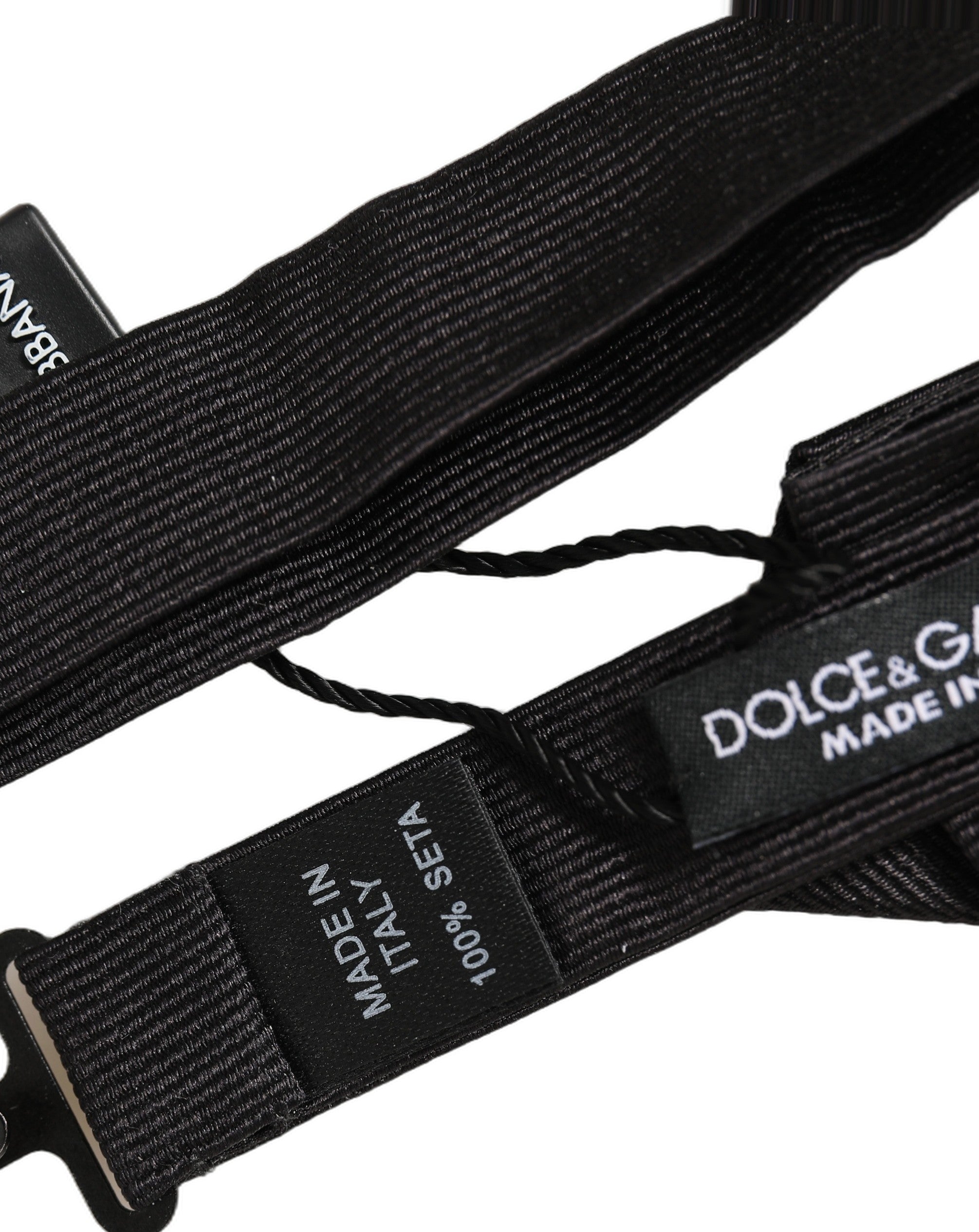 Dolce & Gabbana Men Black 100% Silk Adjustable Neck Papillon Bow Tie