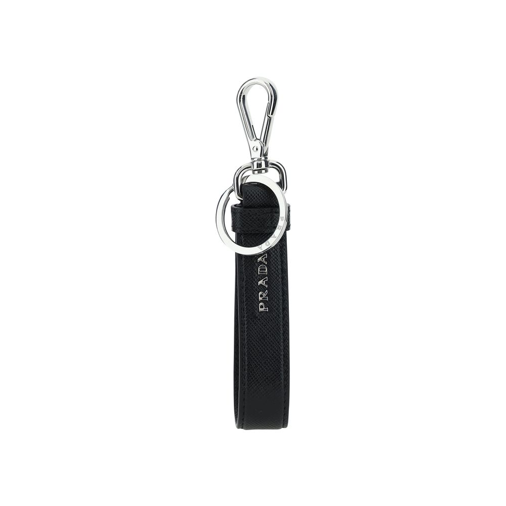Prada Black Stainless Steel Keychain