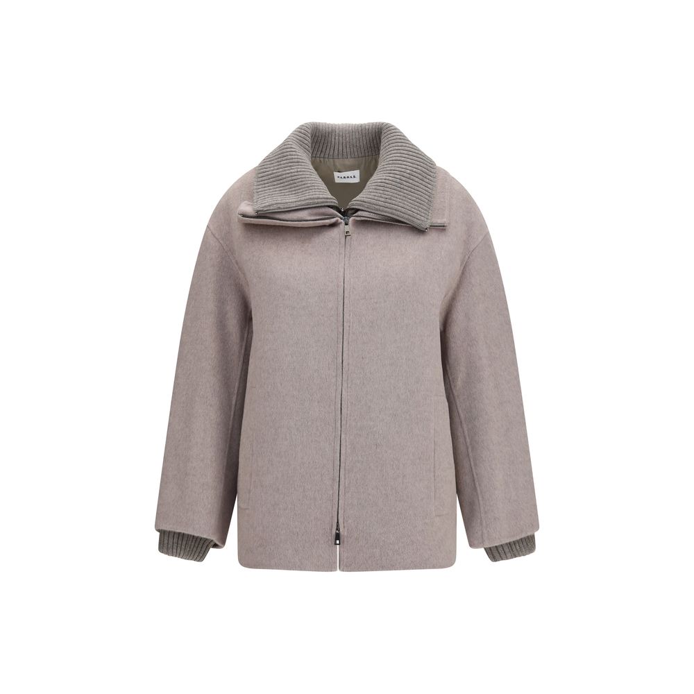 P.A.R.O.S.H. Beige Wool Oves Aries Full-Length Jacket