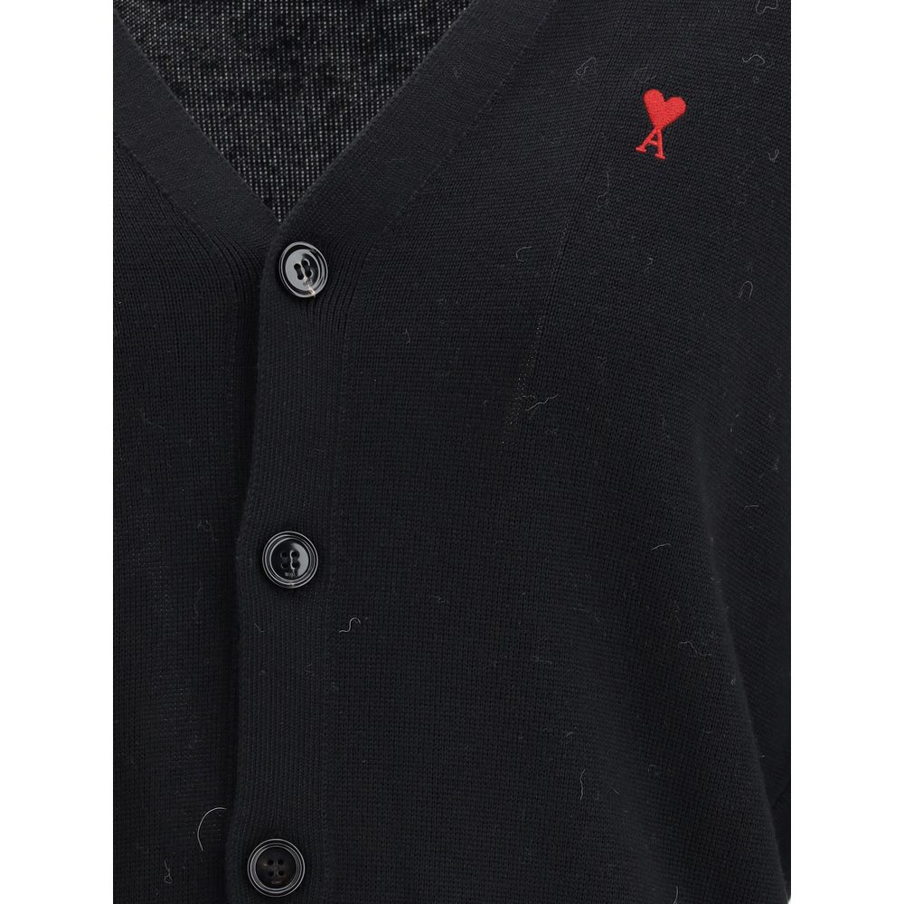 Ami Paris Black Wool Oves Aries Cardigan
