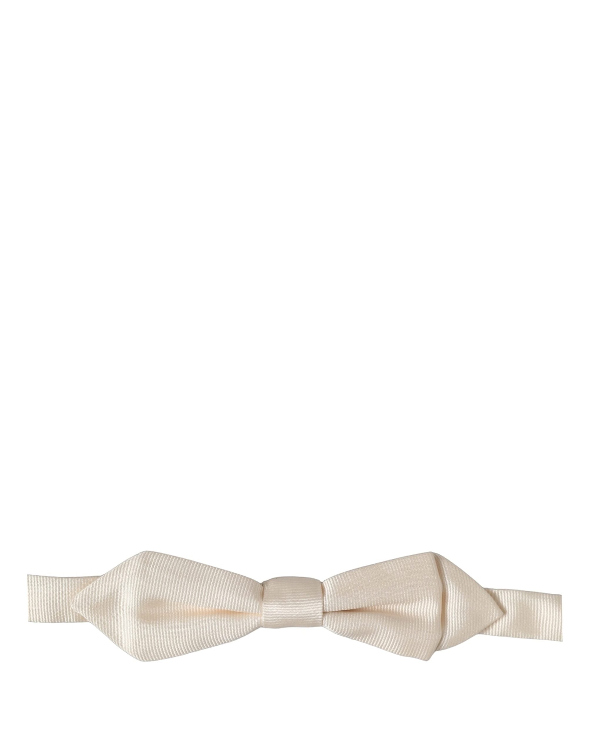 Dolce & Gabbana Men White 100% Silk Adjustable Neck Papillon Bow Tie