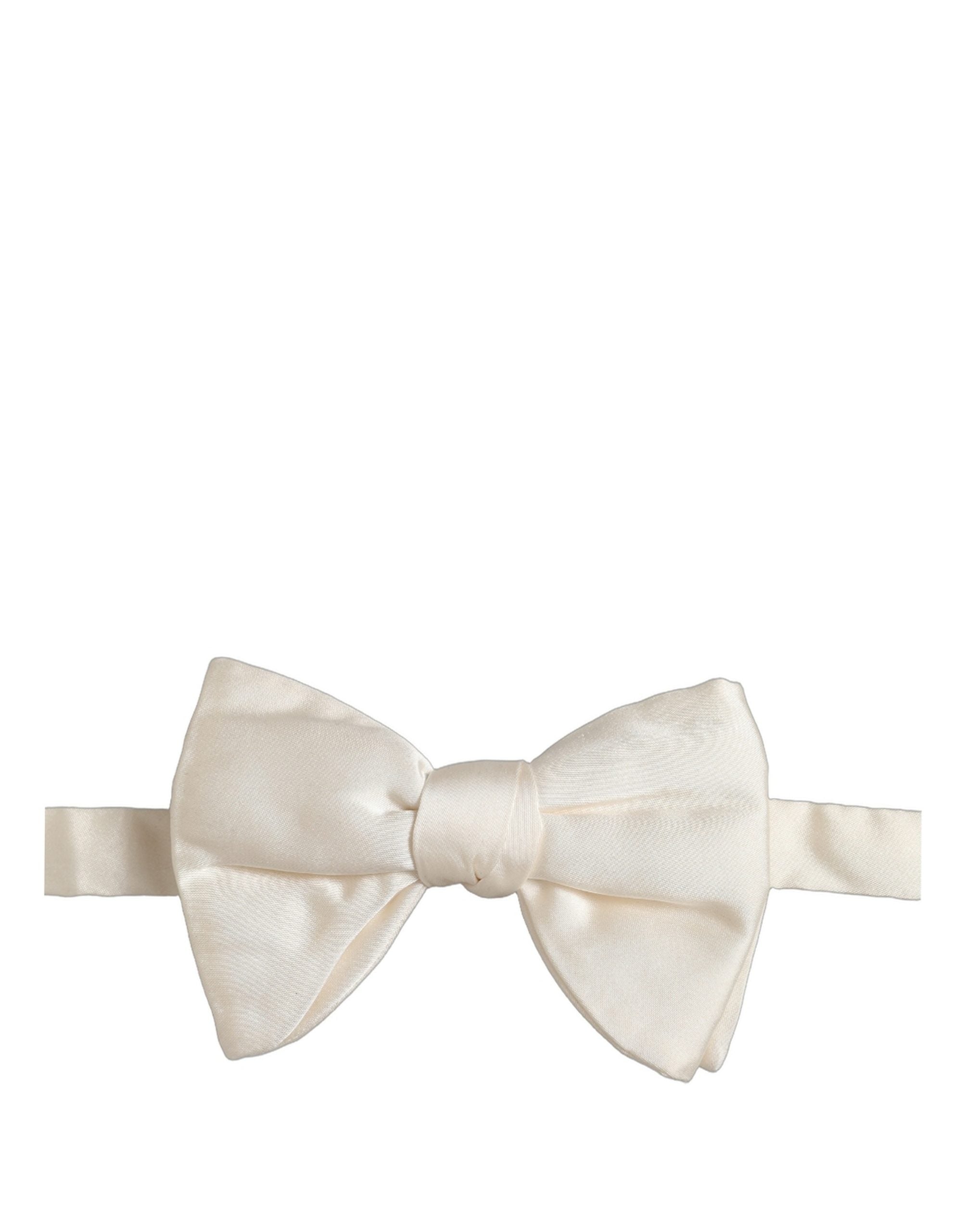 Dolce & Gabbana Men White 100% Silk Adjustable Neck Papillon Bow Tie