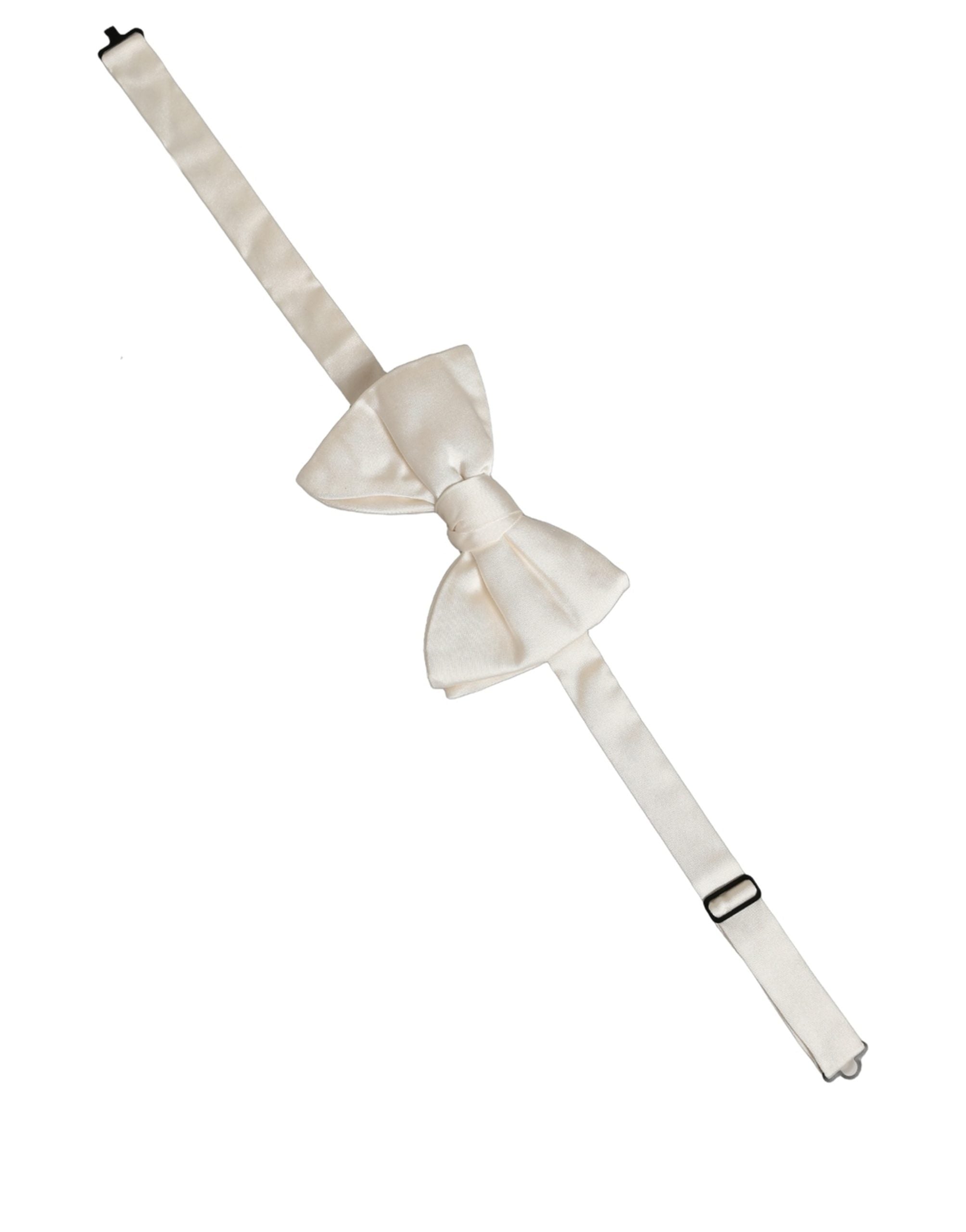 Dolce & Gabbana Men White 100% Silk Adjustable Neck Papillon Bow Tie