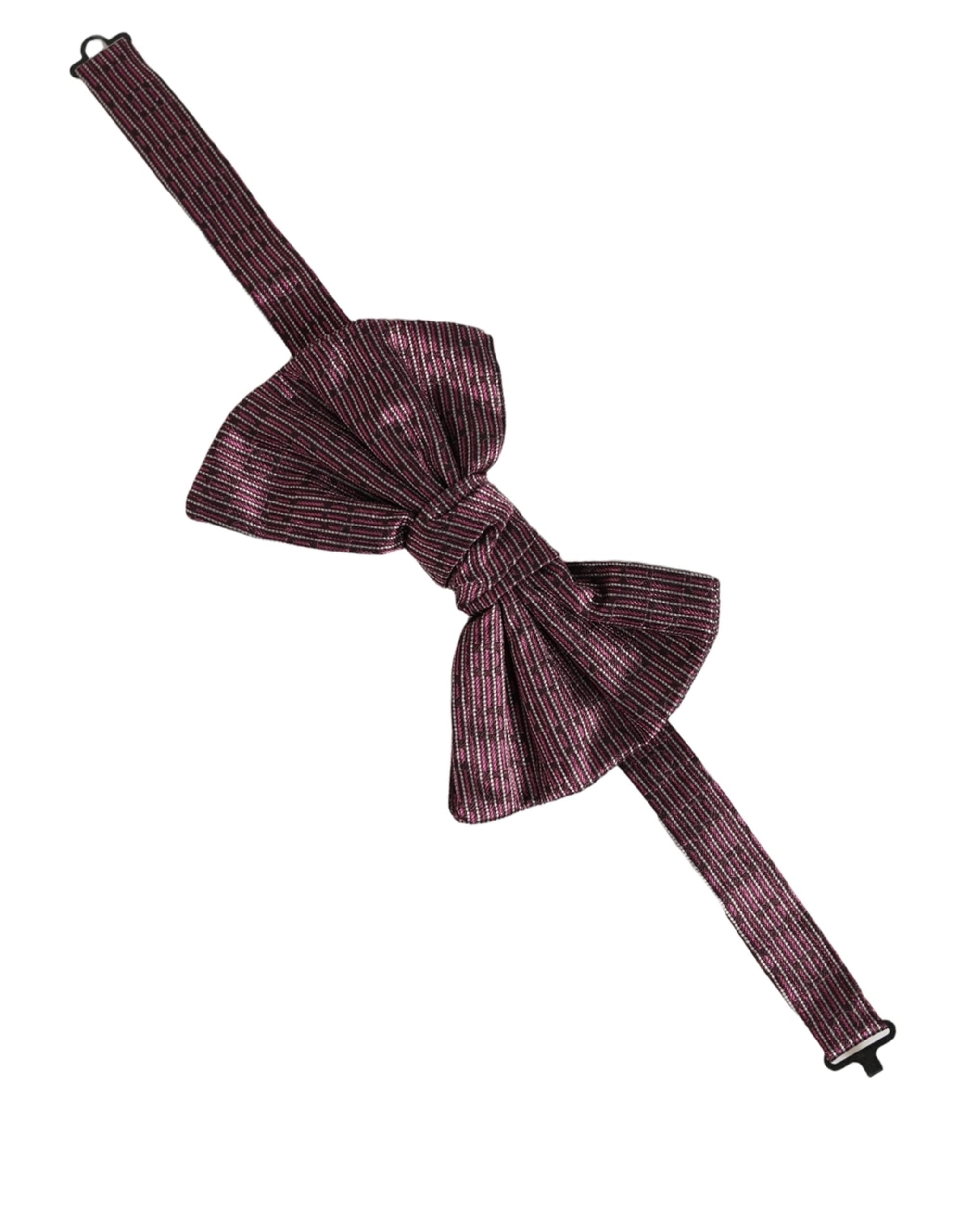 Dolce & Gabbana Men Maroon 100% Silk Adjustable Neck Papillon Bow Tie