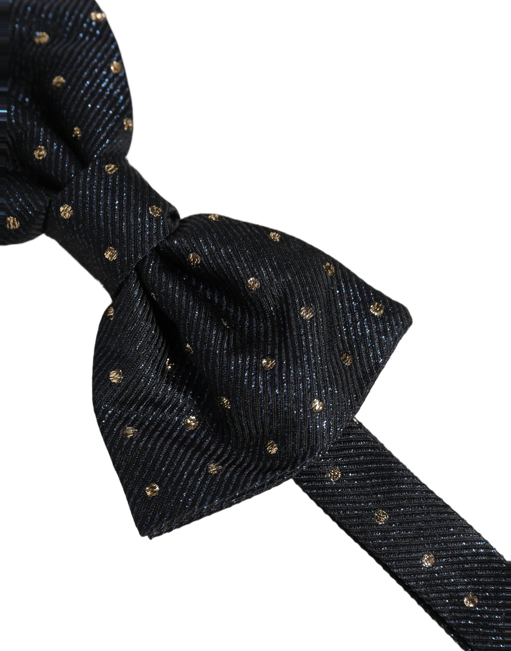 Dolce & Gabbana Men Black Polka Dot Silk Adjustable Neck Papillon Bow Tie