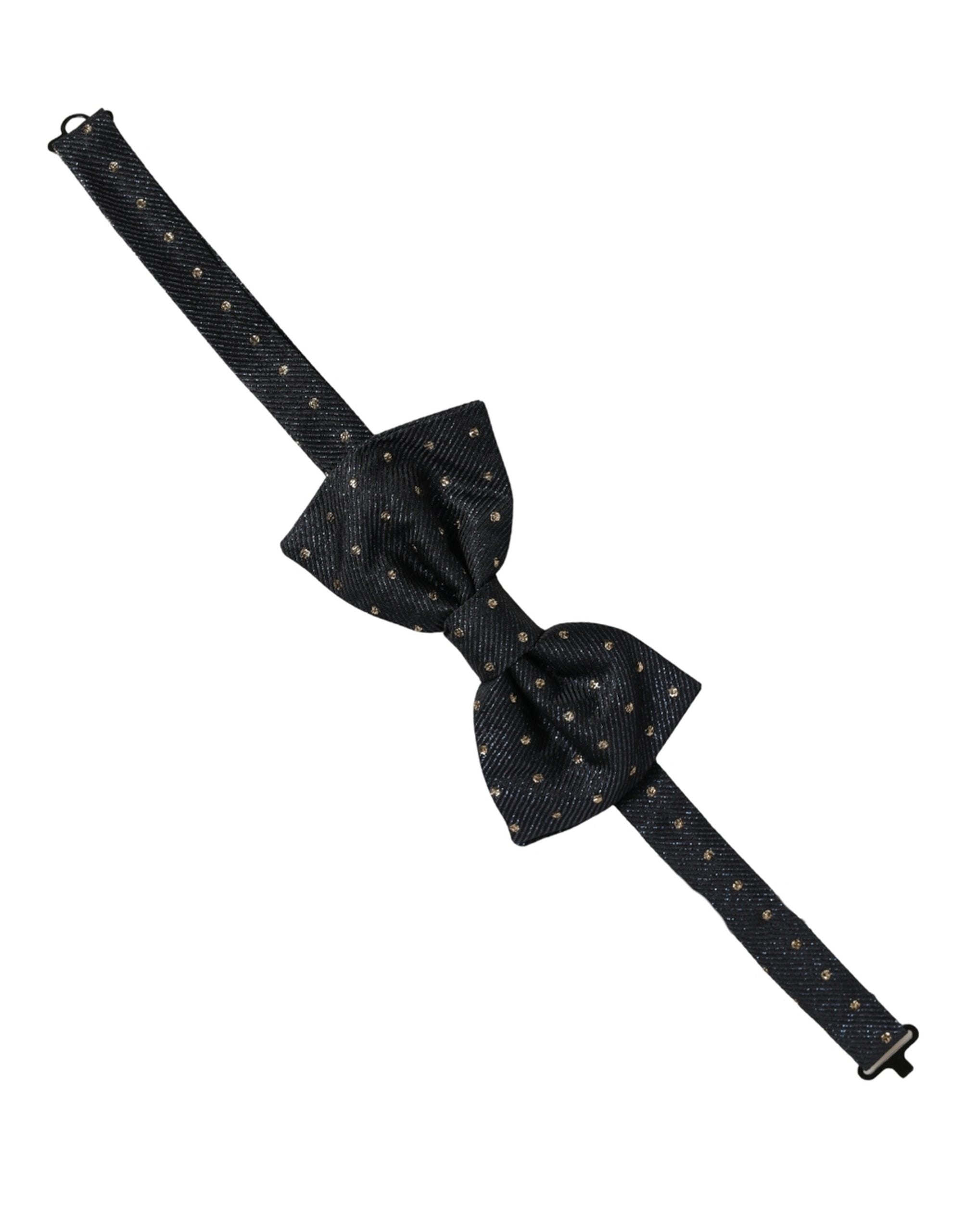 Dolce & Gabbana Men Black Polka Dot Silk Adjustable Neck Papillon Bow Tie