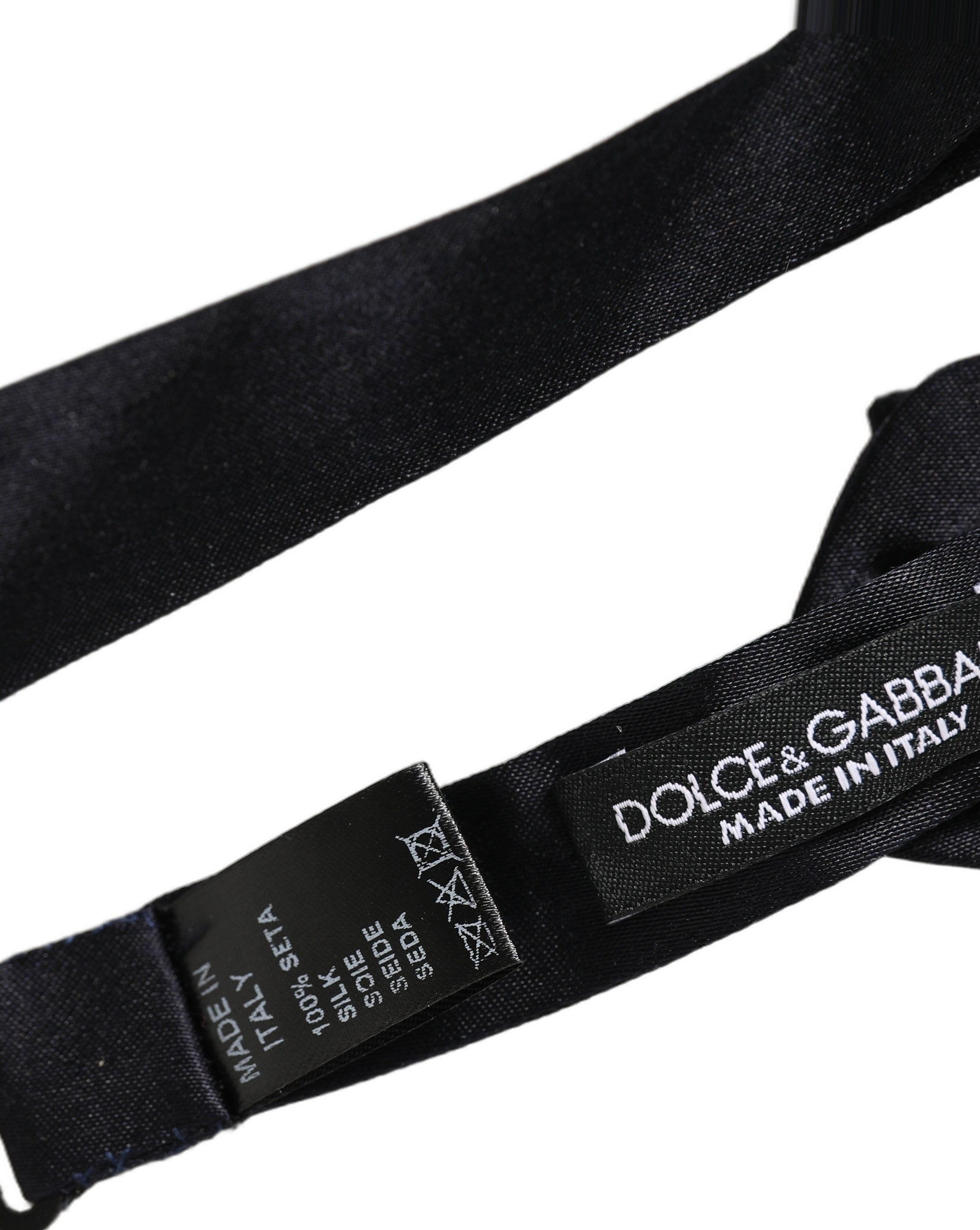Dolce & Gabbana Men Black 100% Silk Adjustable Neck Papillon Bow Tie