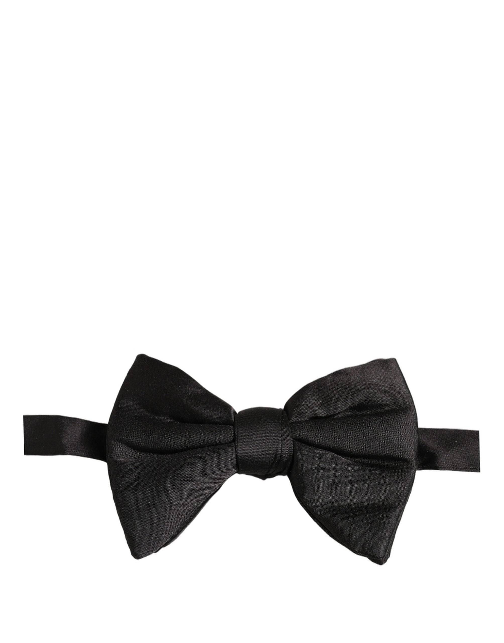 Dolce & Gabbana Men Black 100% Silk Adjustable Neck Papillon Bow Tie