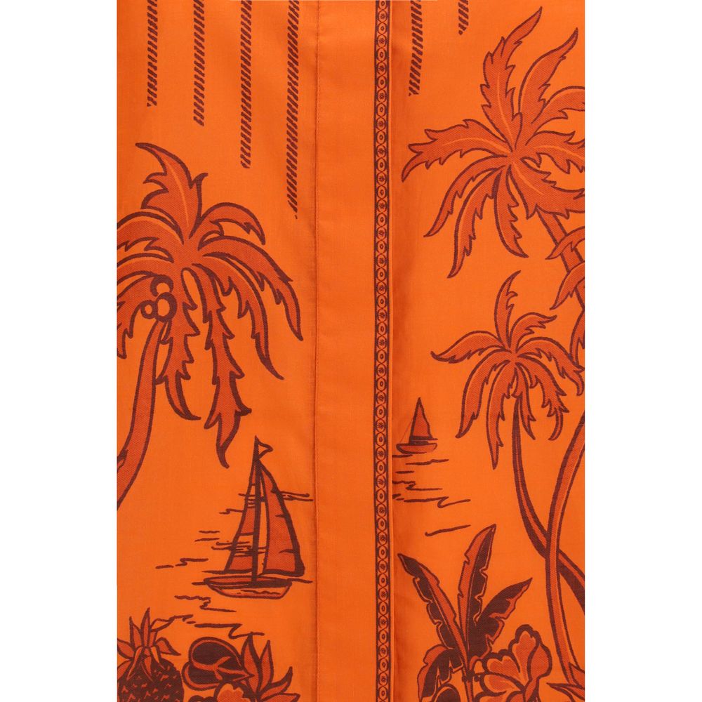 Alemais Orange Cotton Pattern Shirt