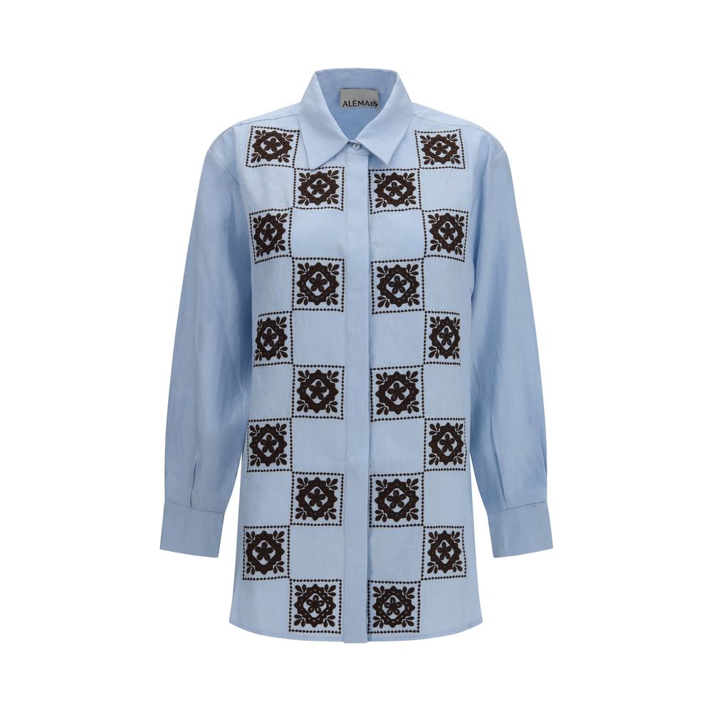 Alemais Blue Linen Pattern Shirt