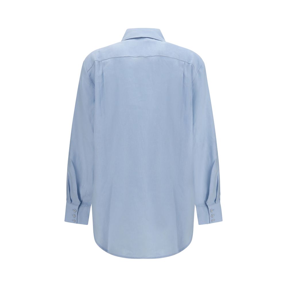 Alemais Blue Linen Pattern Shirt