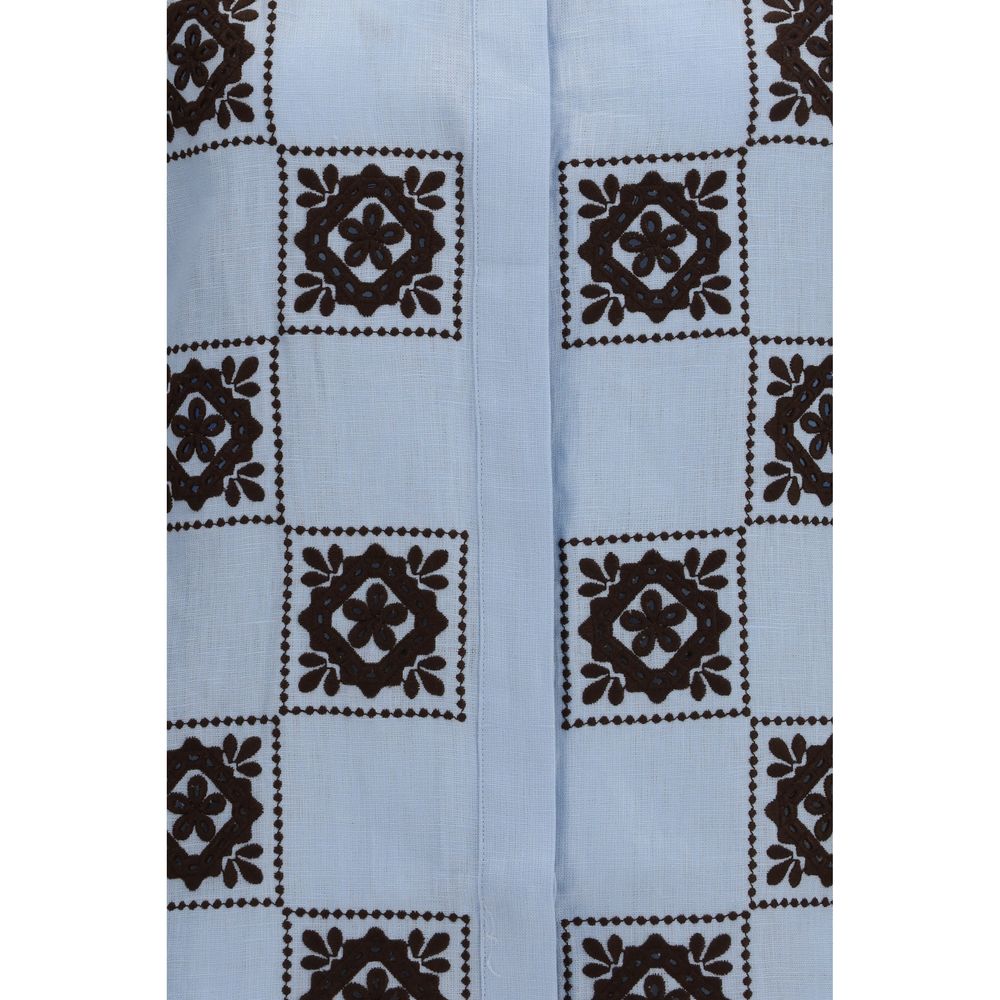 Alemais Blue Linen Pattern Shirt