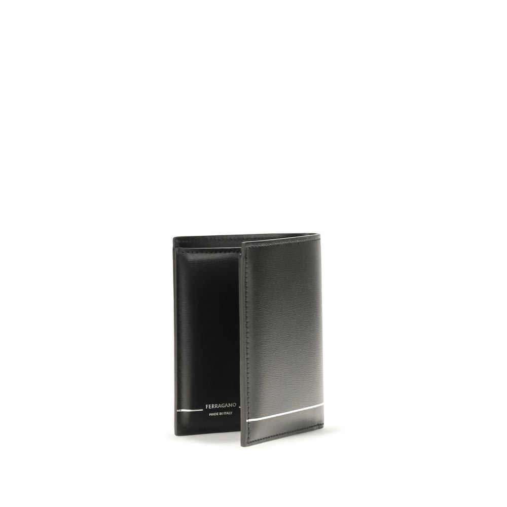 Ferragamo Black Calf Leather Bos Taurus Wallet