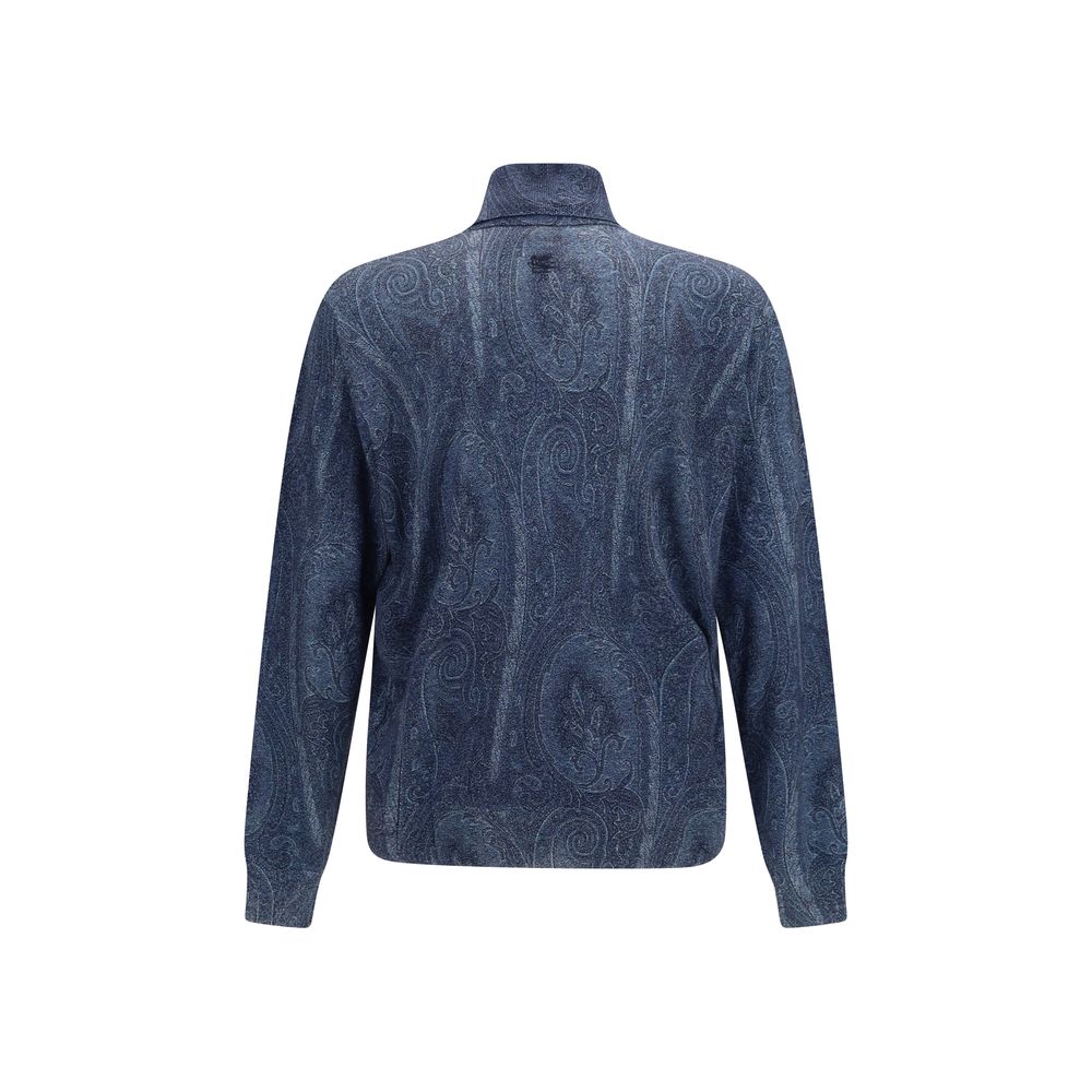 Etro Blue Silk Turtleneck