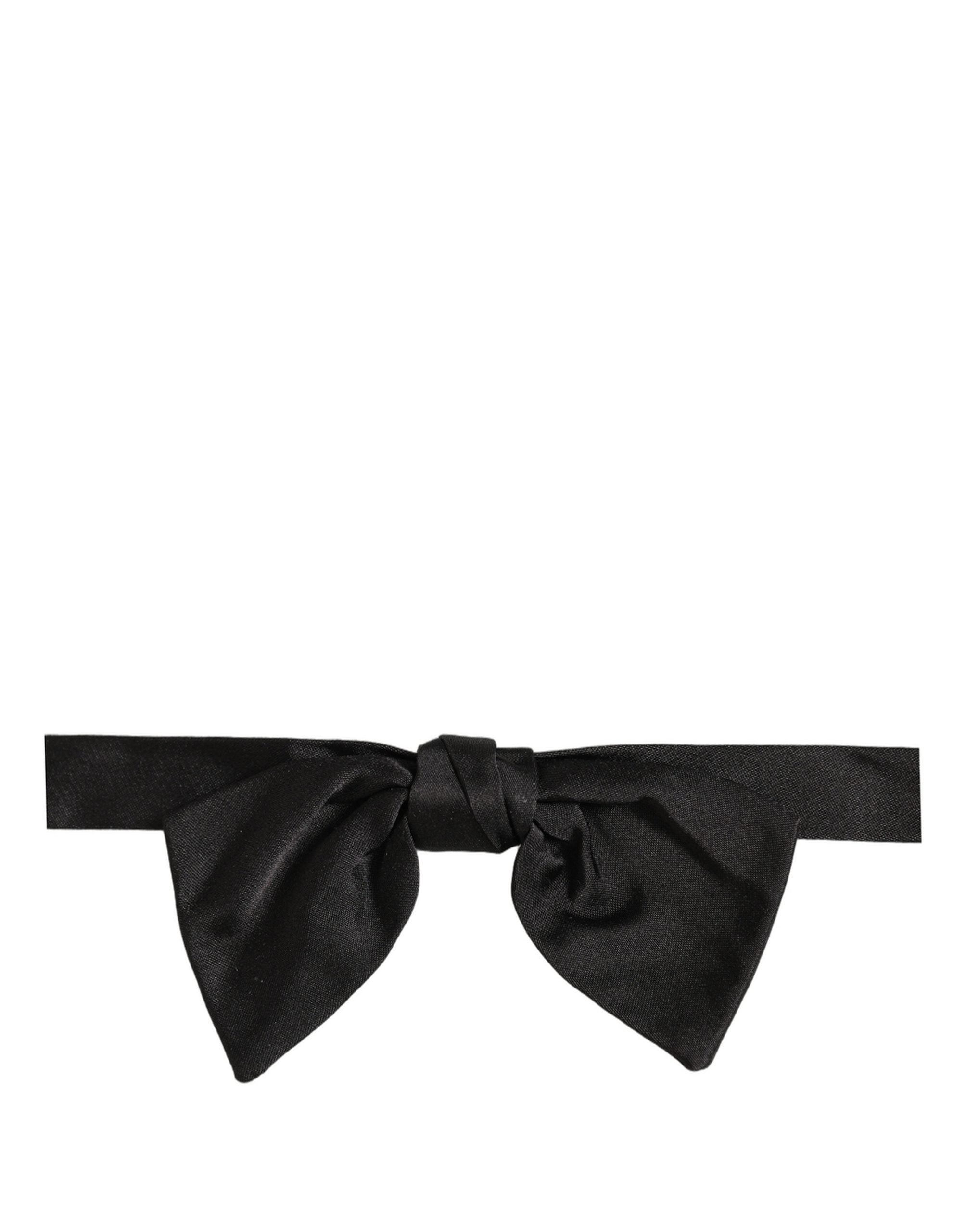 Dolce & Gabbana Men Black 100% SIlk Adjustable Neck Papillon Bow Tie