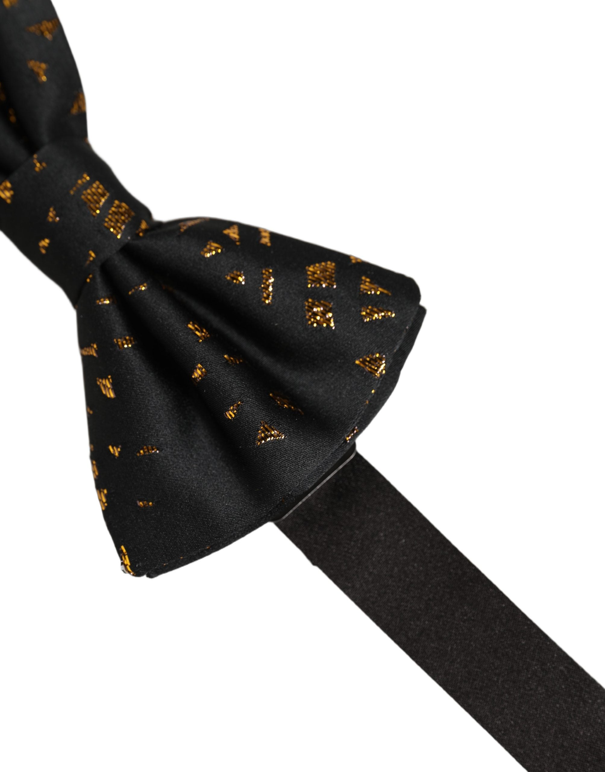 Dolce & Gabbana Black Gold Speckle Pattern Adjustable Neck Papillon Bow Tie