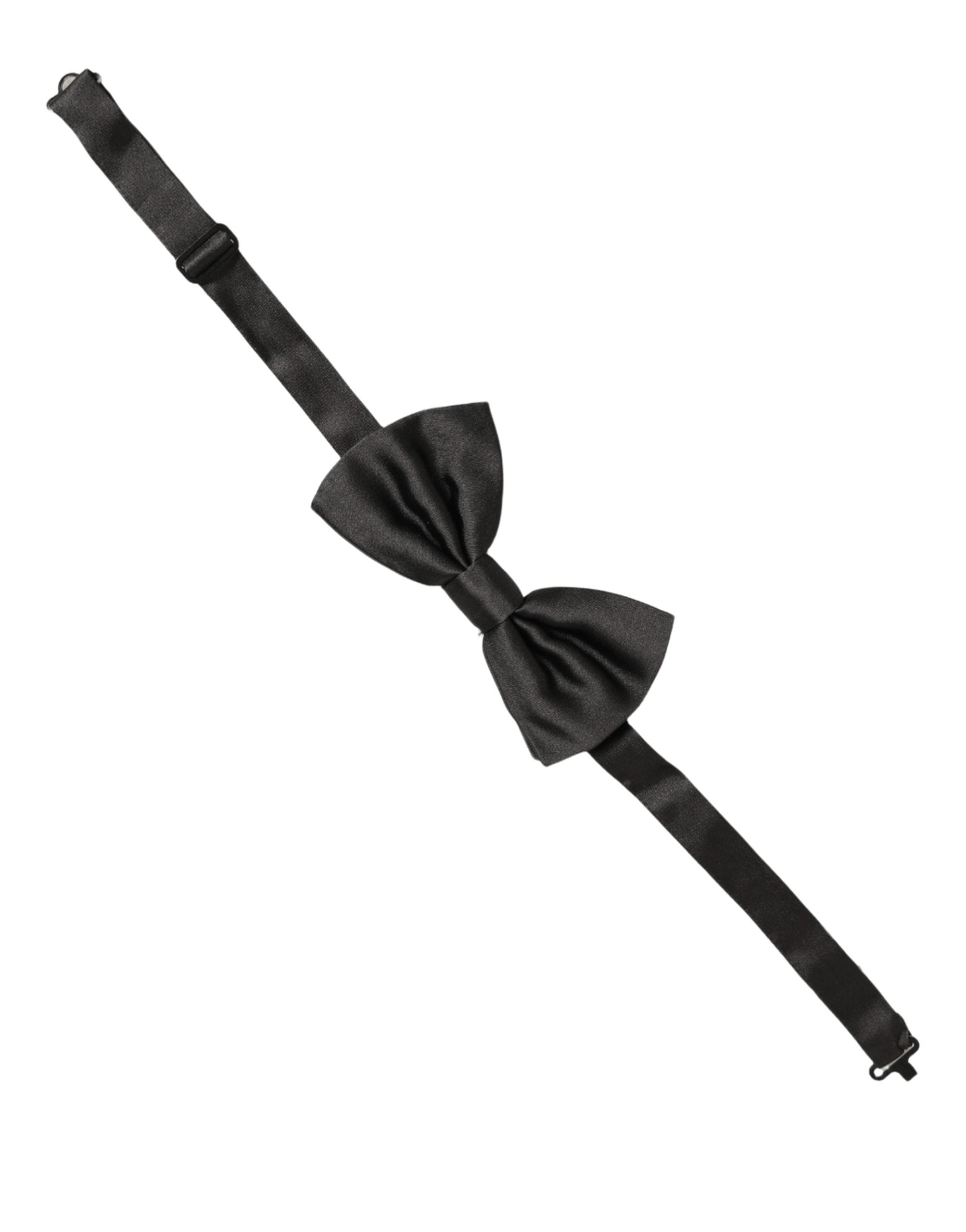 Dolce & Gabbana Men Black 100% Silk Adjustable Neck Papillon Bow Tie