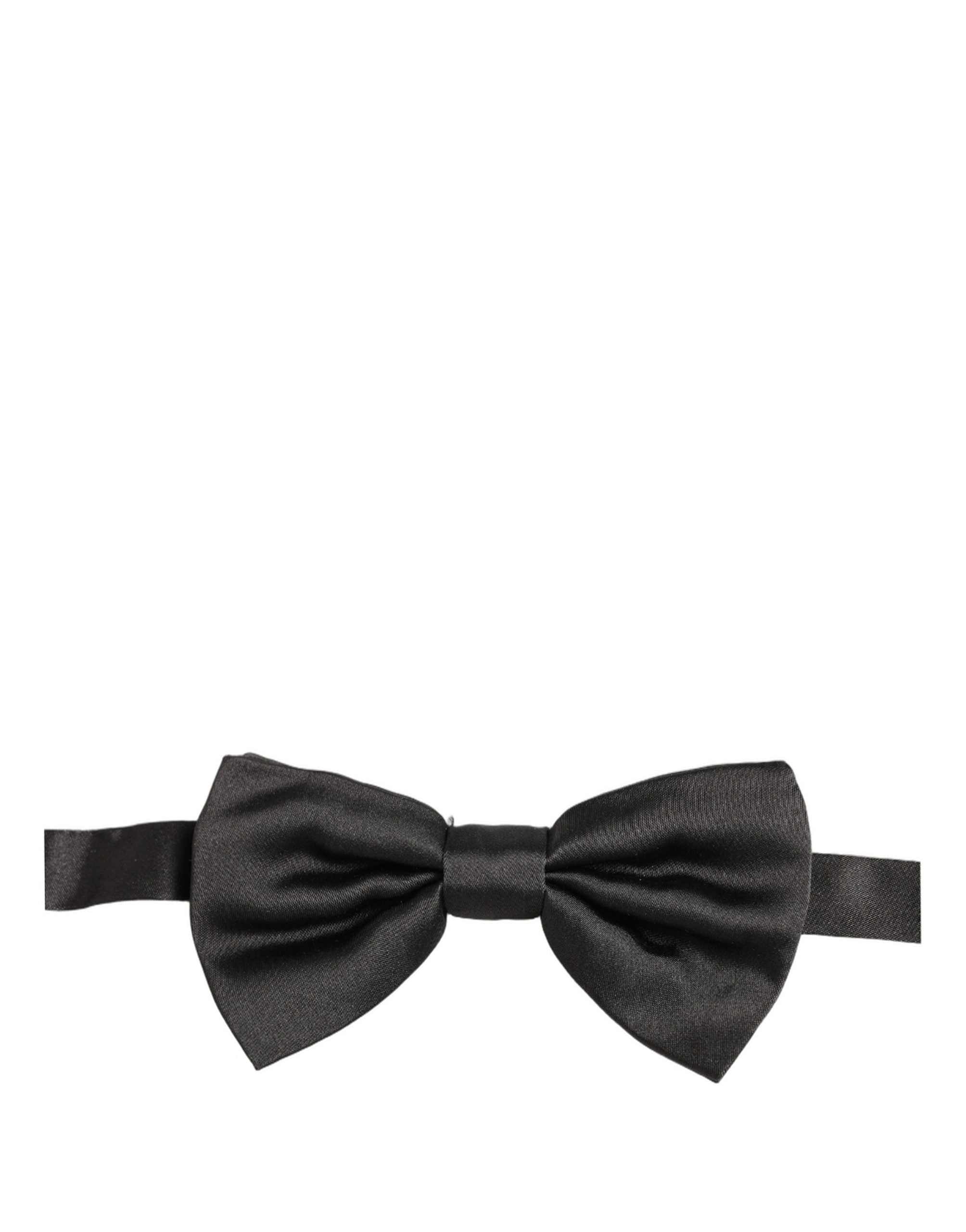 Dolce & Gabbana Men Black 100% Silk Adjustable Neck Papillon Bow Tie