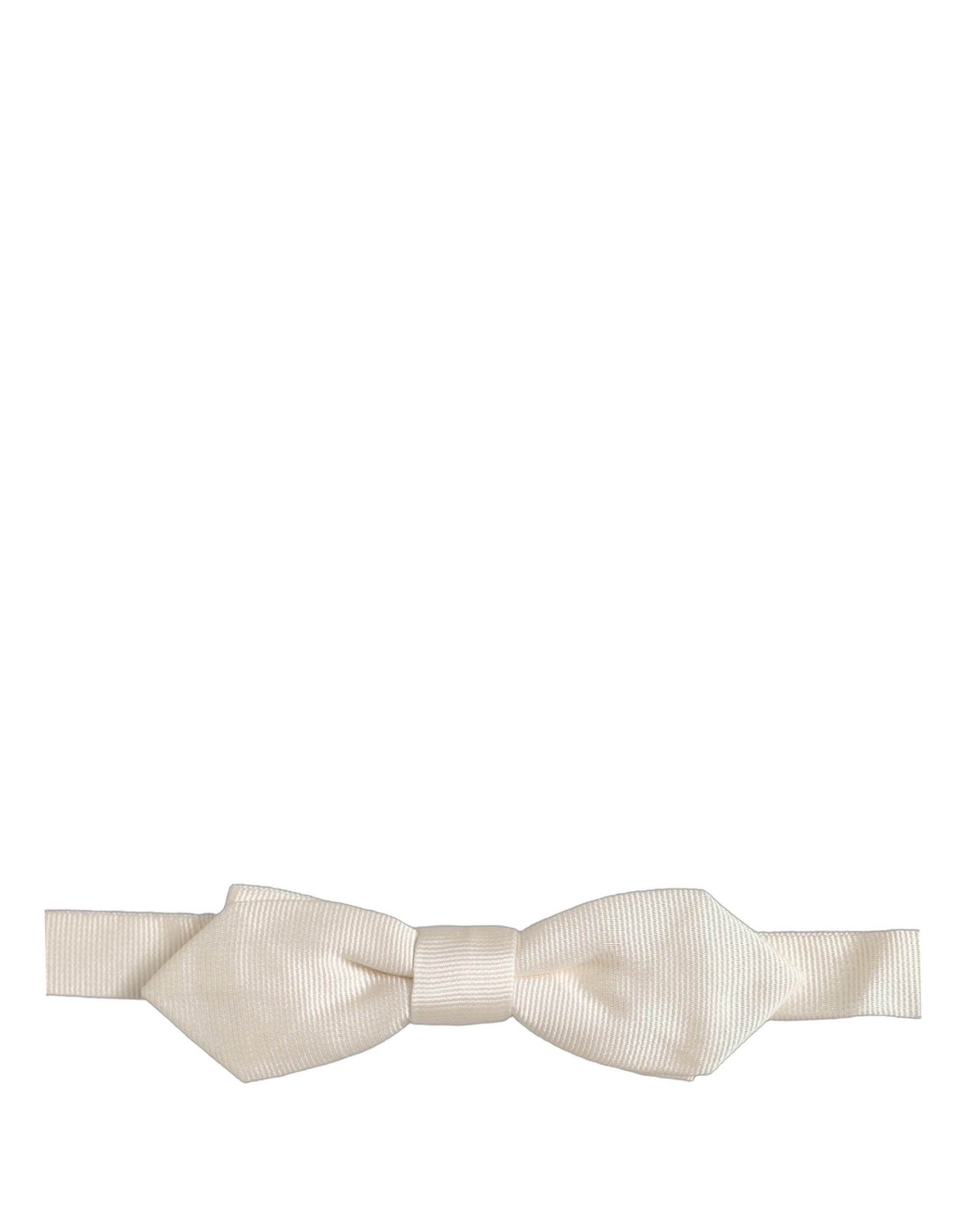 Dolce & Gabbana Men White 100% Silk Adjustable Neck Papillon Bow Tie