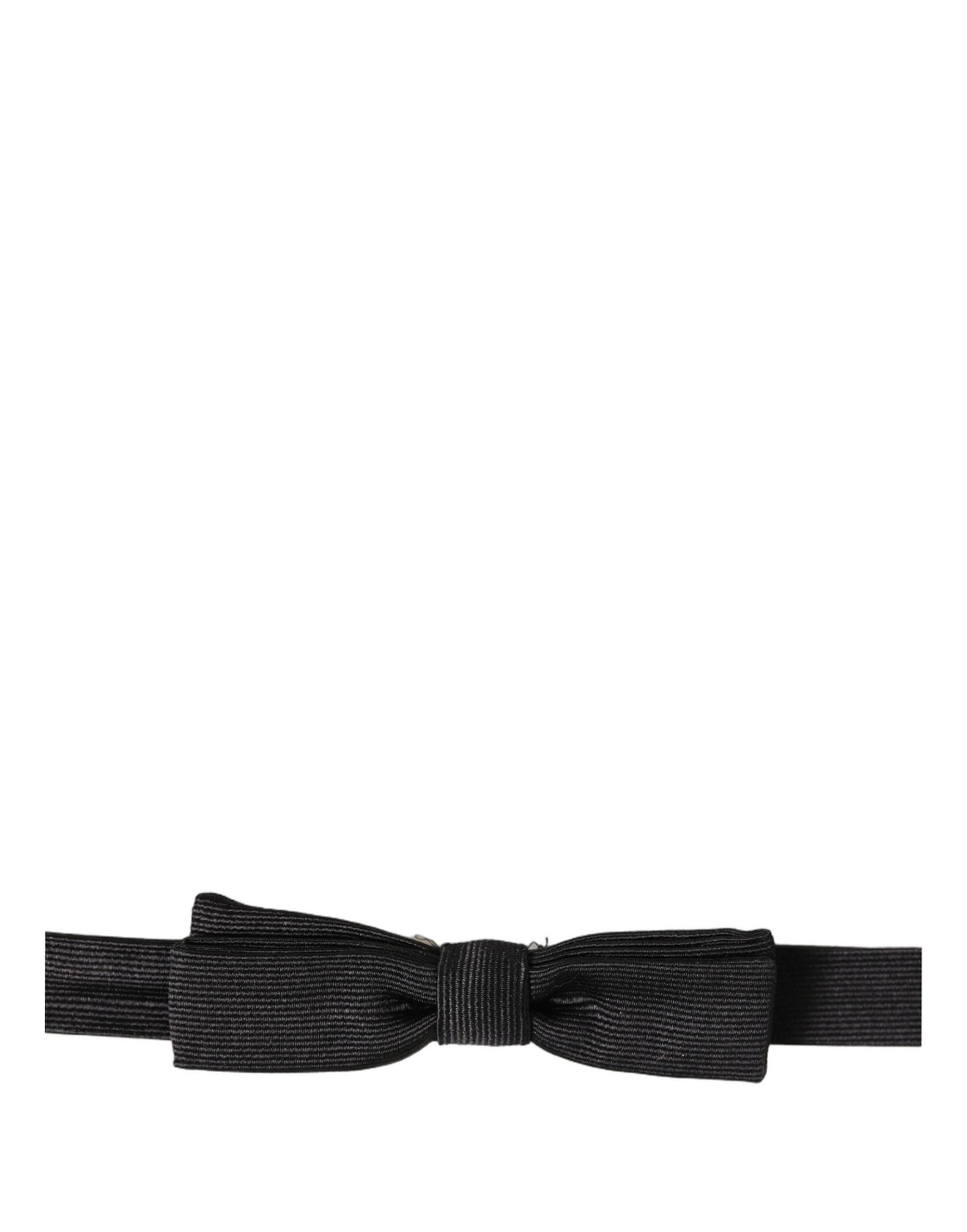 Dolce & Gabbana Men Black 100% SIlk Adjustable Neck Papillon Bow Tie