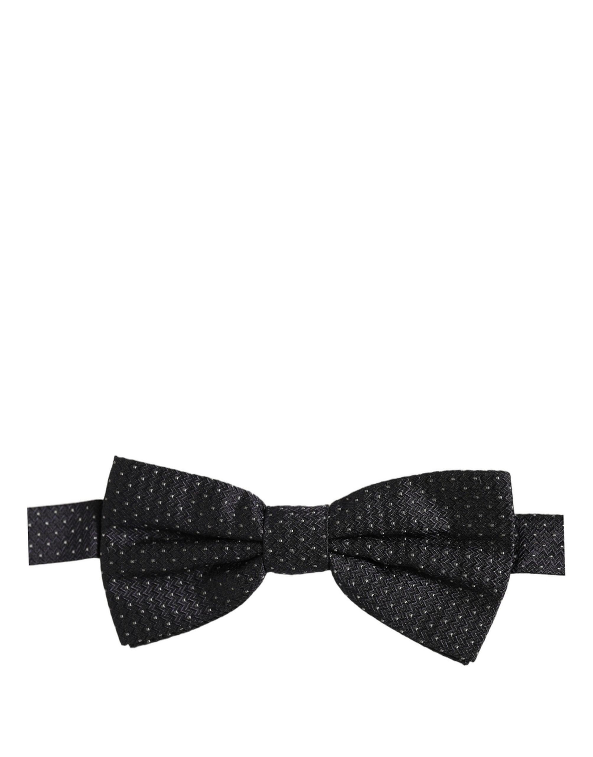 Dolce & Gabbana Black White Polka Dot Adjustable Neck Papillon Bow Tie